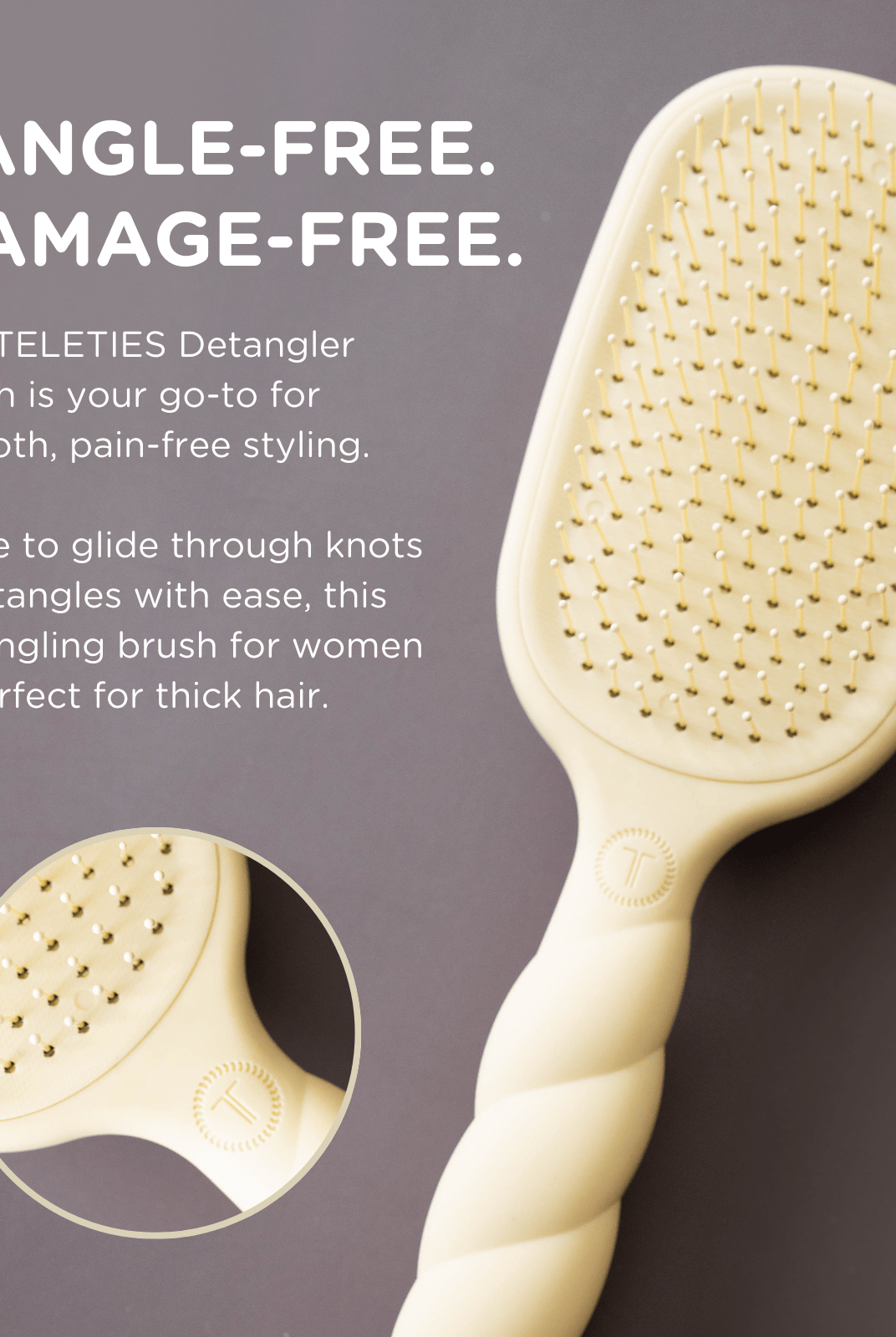 Detangler Hair Brush for Thick Hair - Tan - A'Bekah's Boutique