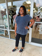 Ease My Troubles Short Tab Sleeve Sweater with Back Buttons (C) - A'Bekah's Boutique