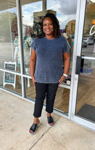 Ease My Troubles Short Tab Sleeve Sweater with Back Buttons (C) - A'Bekah's Boutique