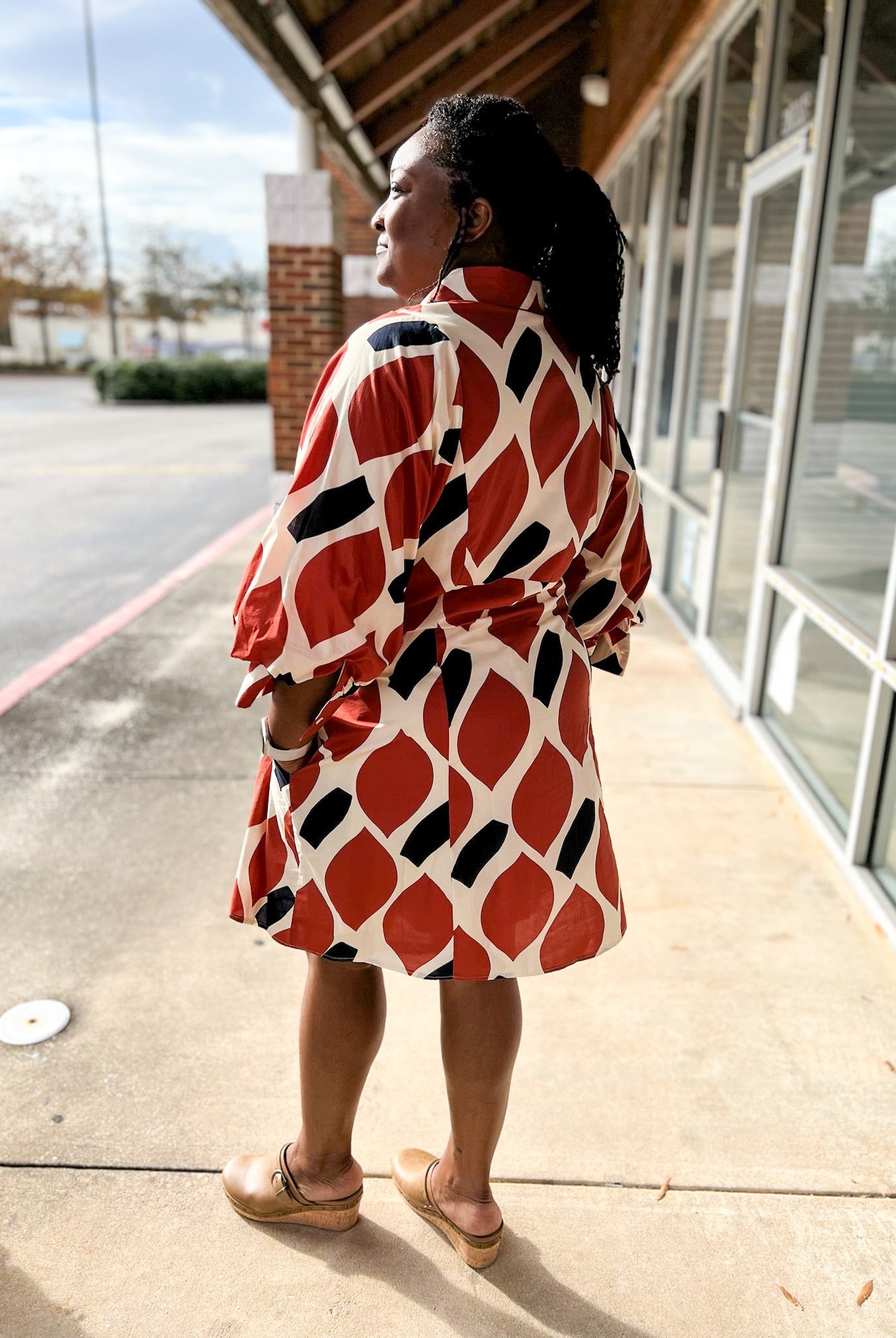 Ecru and Rust Button Up Tie Front Waist (C) - A'Bekah's Boutique