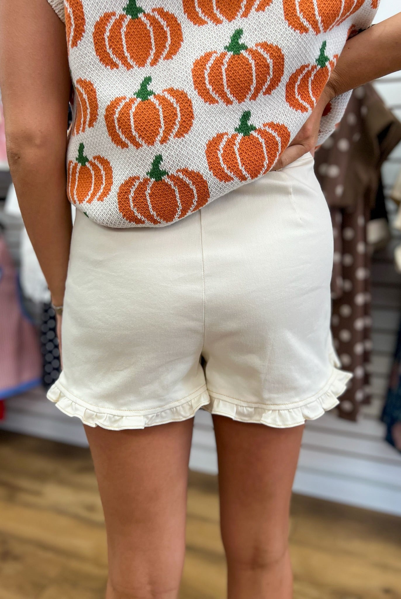 Ecru High Waist Ruffle Hem Skort - A'Bekah's Boutique