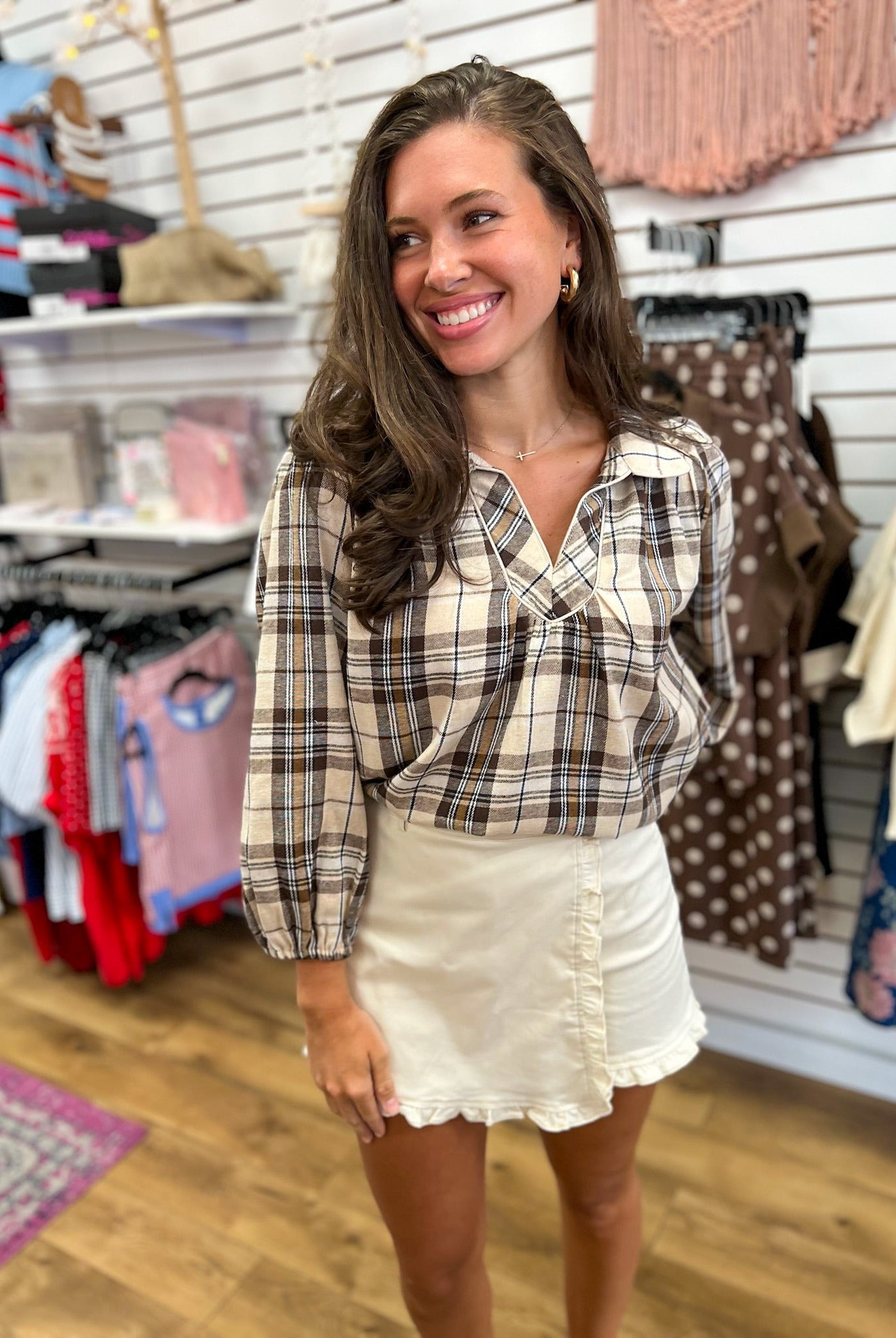 Ecru High Waist Ruffle Hem Skort - A'Bekah's Boutique