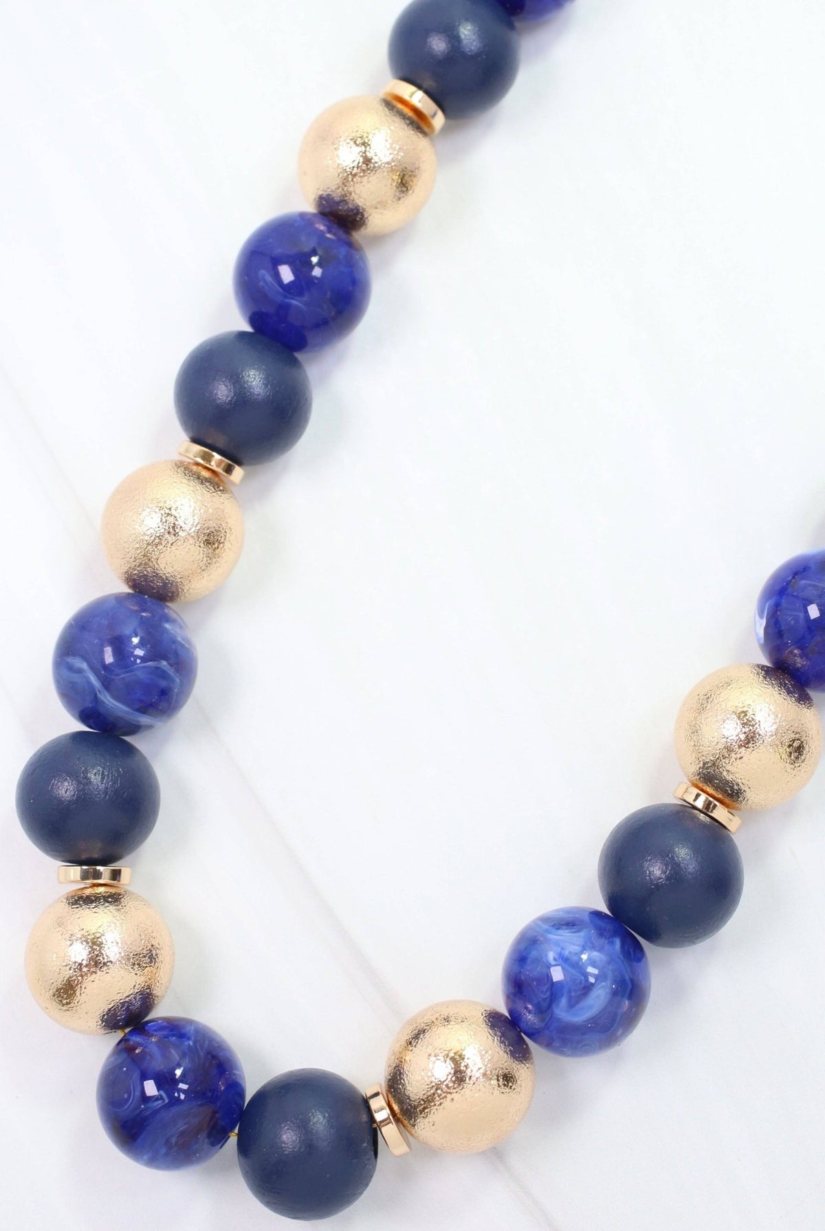 Elaine Beaded Ball Necklace Navy - A'Bekah's Boutique