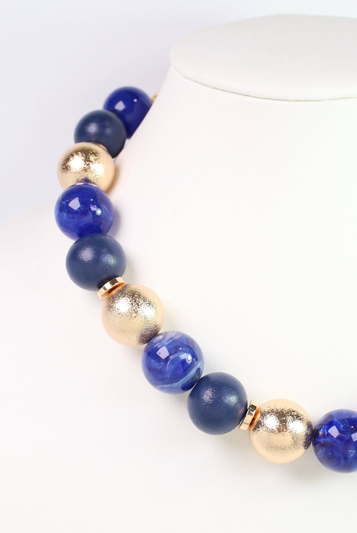 Elaine Beaded Ball Necklace Navy - A'Bekah's Boutique