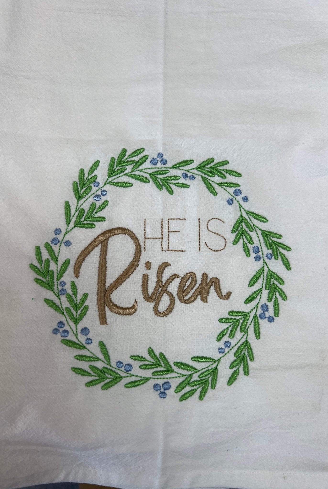 Embroidered He Is Risen Tea Towel - A'Bekah's Boutique
