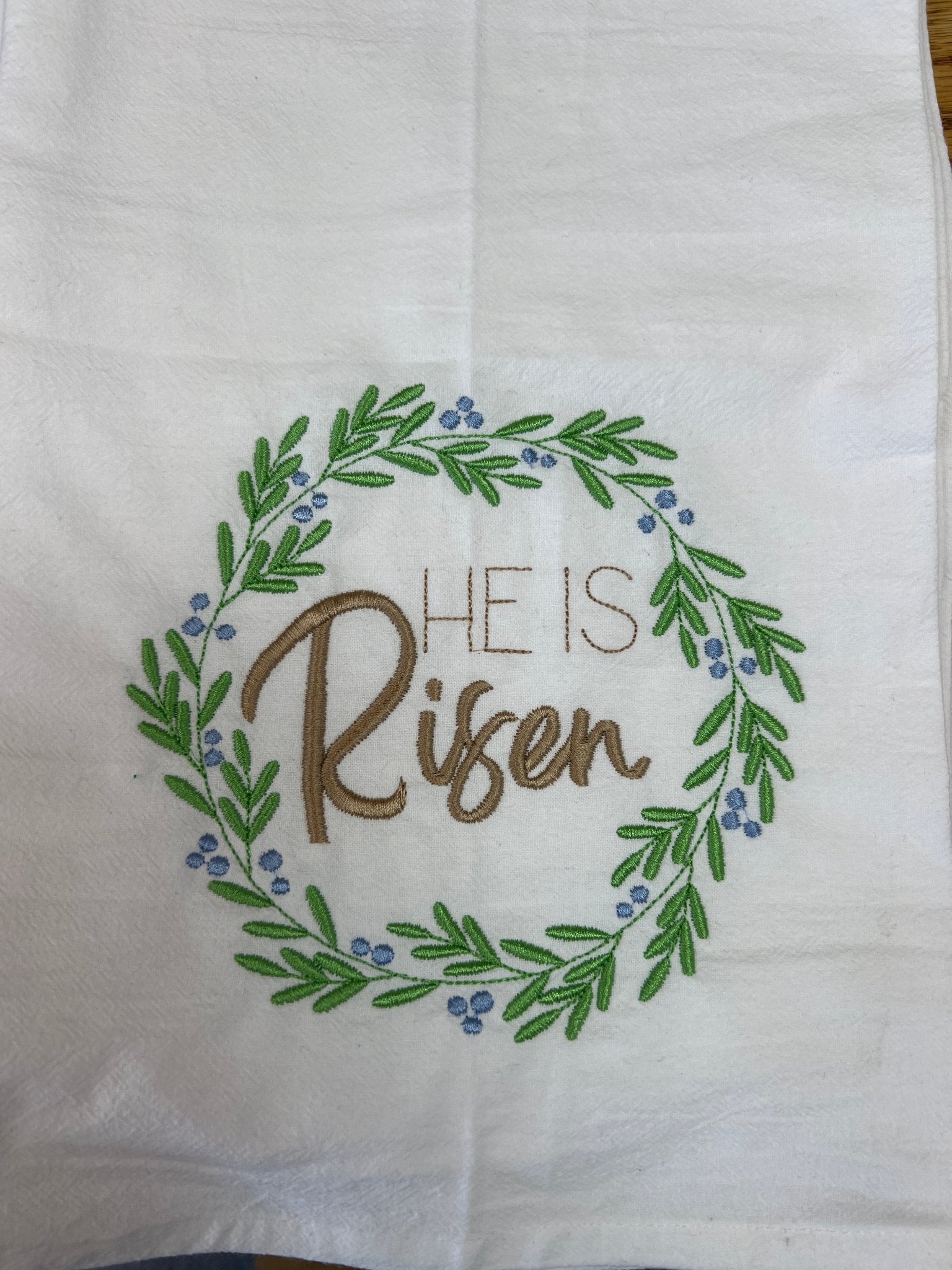 Embroidered He Is Risen Tea Towel - A'Bekah's Boutique