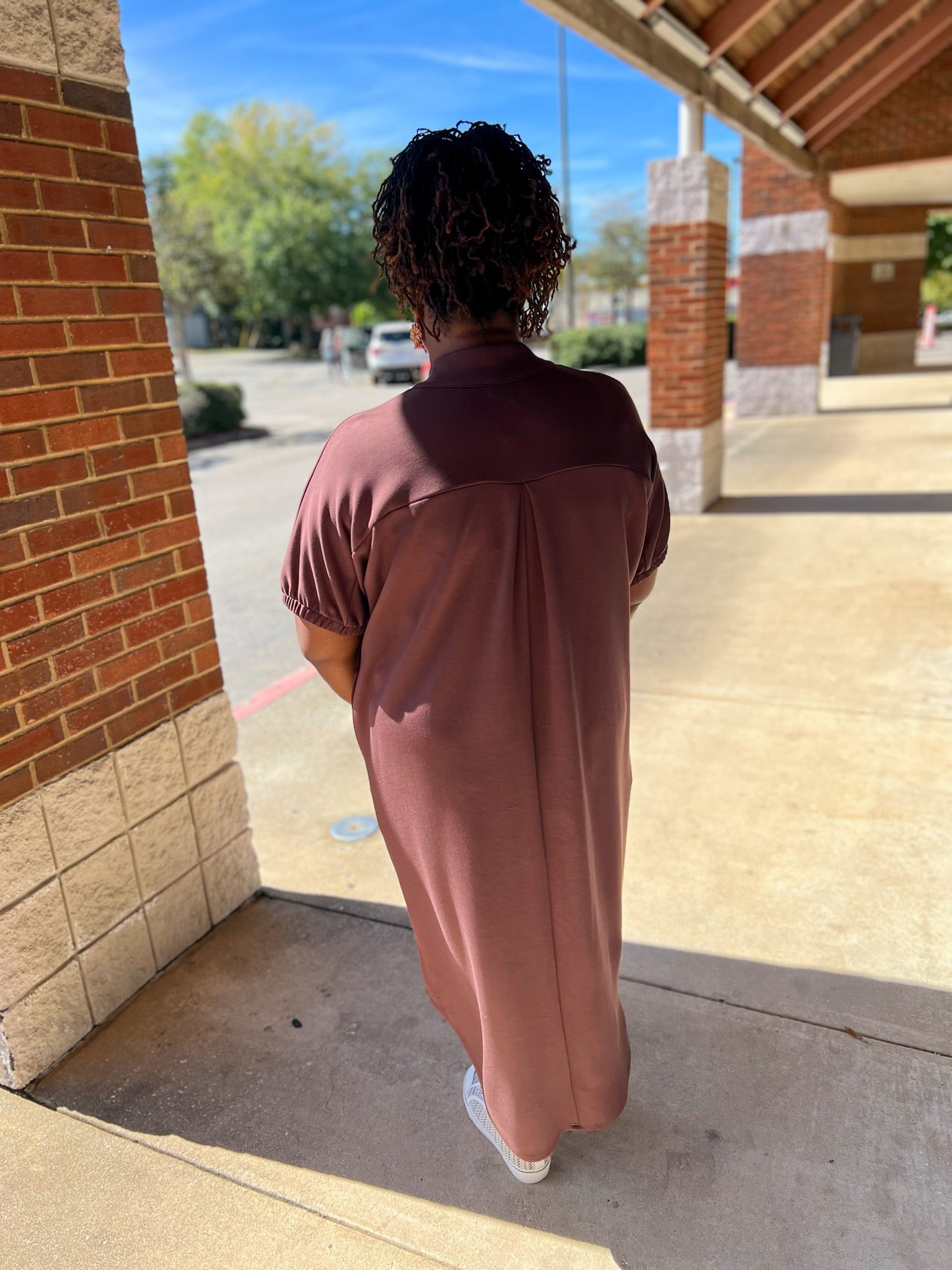 Espresso Brown Curvy Short Sleeve Midi Dress (C) - A'Bekah's Boutique