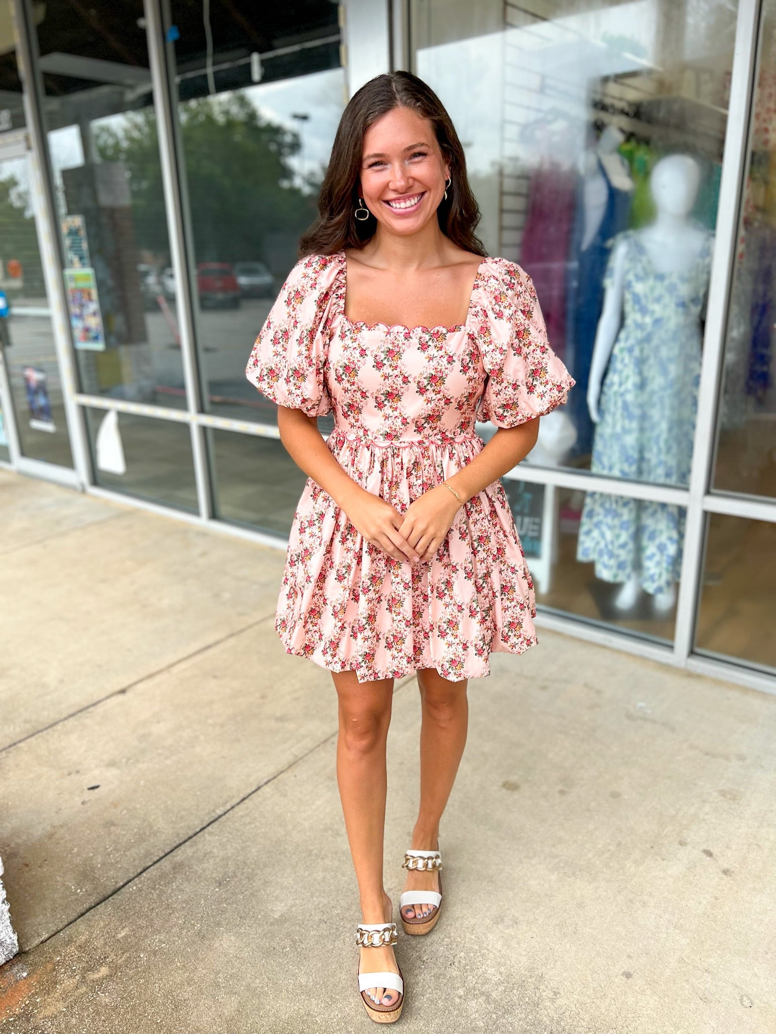Feeling Fancy Light Coral Floral Bubble Dress - A'Bekah's Boutique