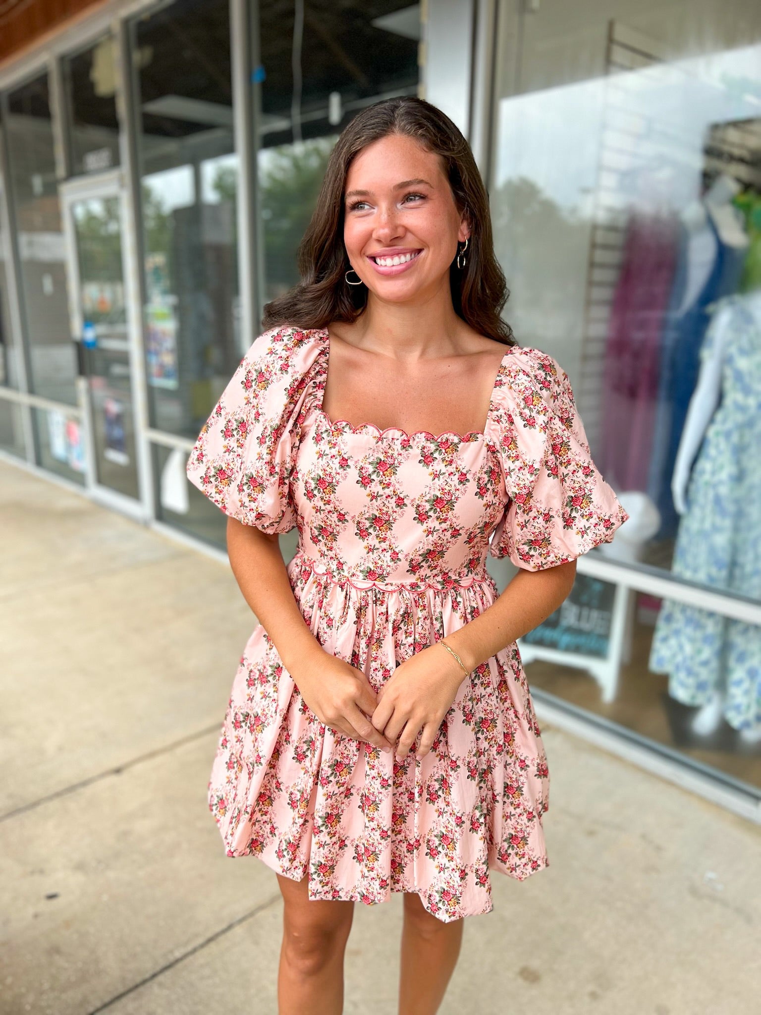 Feeling Fancy Light Coral Floral Bubble Dress - A'Bekah's Boutique