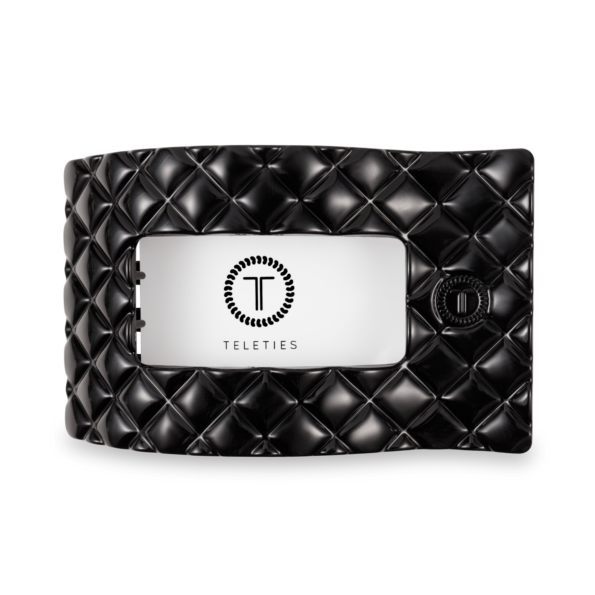 Flat Rectangle Hair Clip | Large | Jet Black Quilted - A'Bekah's Boutique