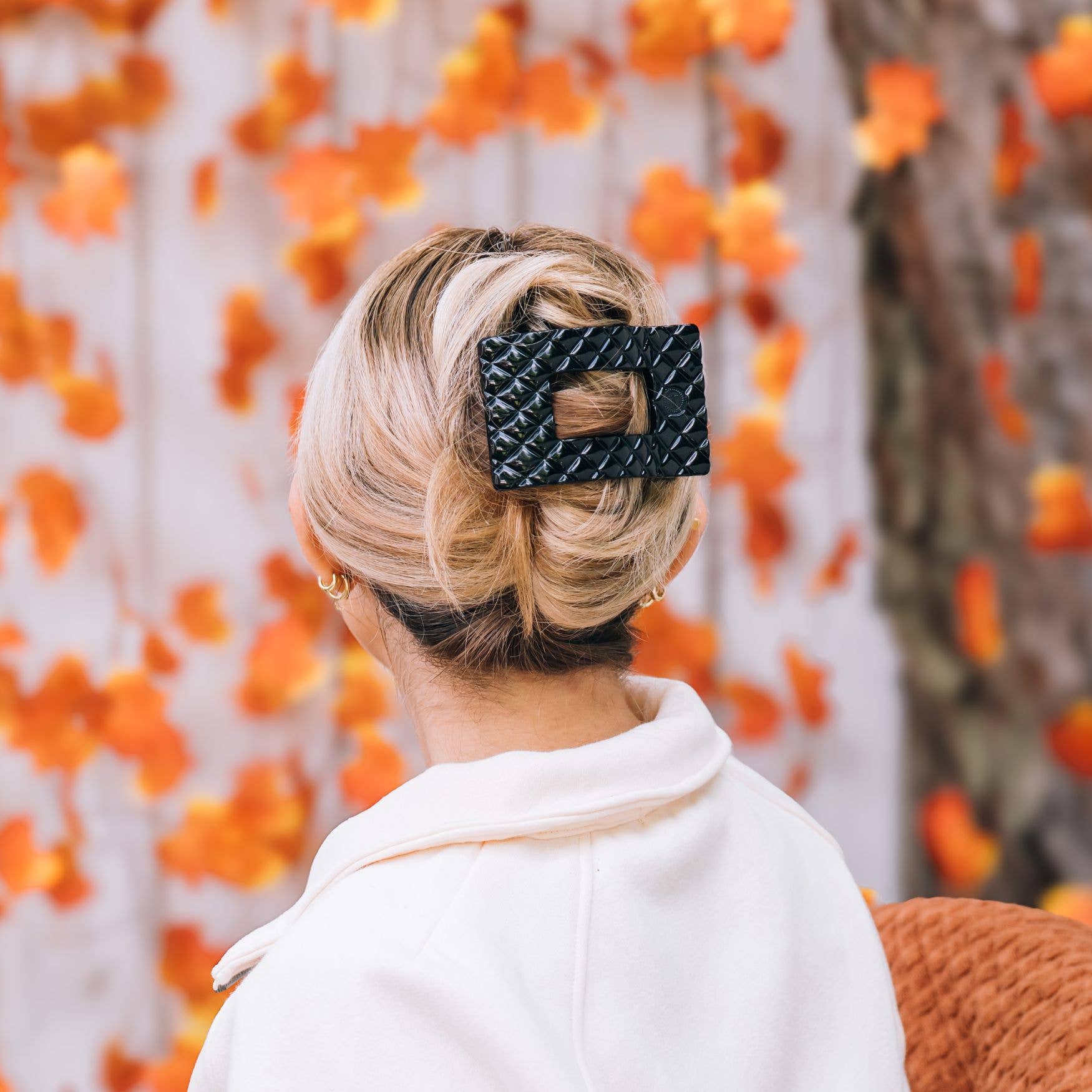 Flat Rectangle Hair Clip | Large | Jet Black Quilted - A'Bekah's Boutique