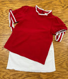 Forever Friend Girls Red Top with Contrast Piping and Tie Sleeves - A'Bekah's Boutique