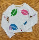 Game Day Ready Girls Light Gray Sweatshirt with Sequin Footballs - A'Bekah's Boutique