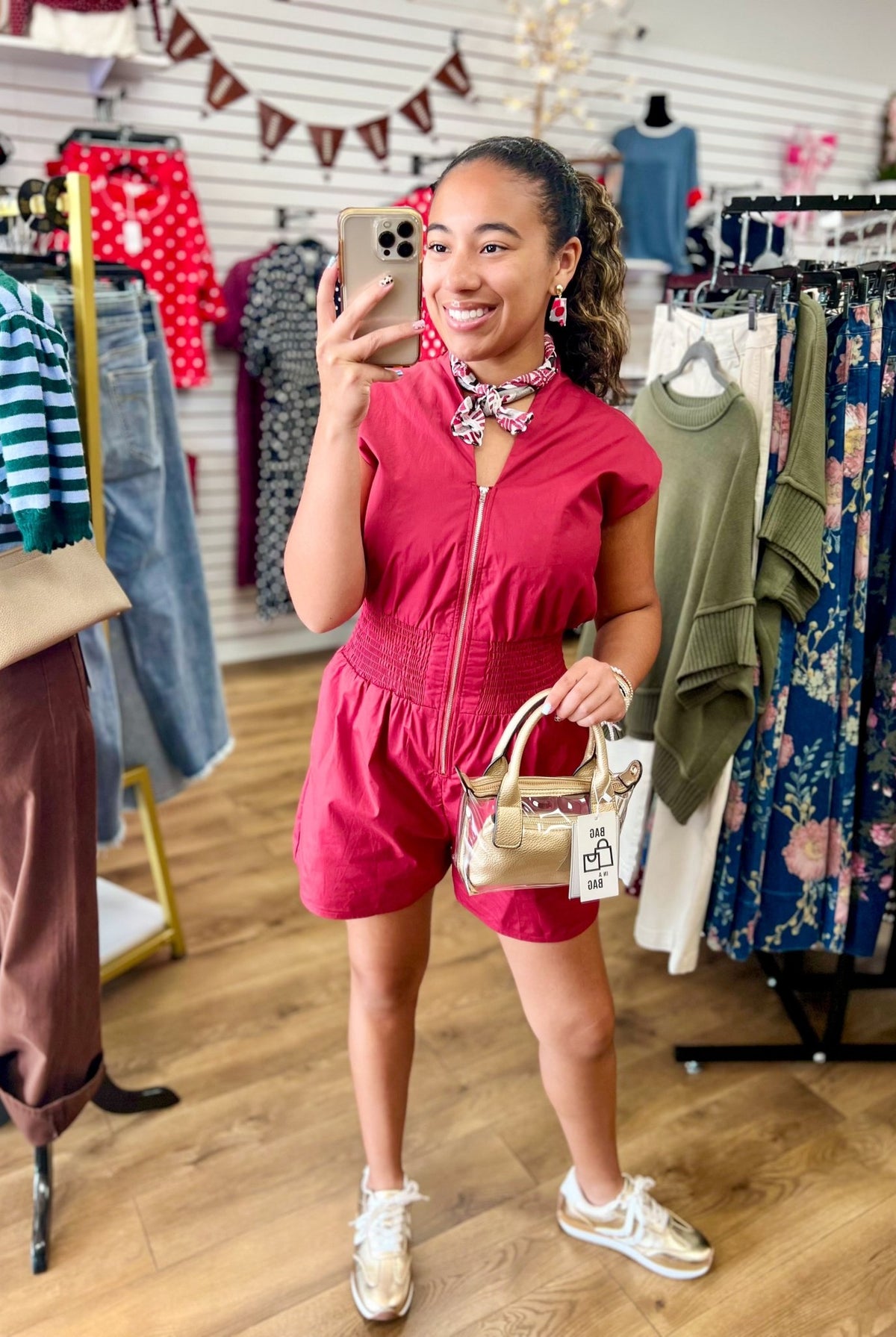 Garnet Cap Sleeve Zip Front Romper with Smocked Waist - A'Bekah's Boutique