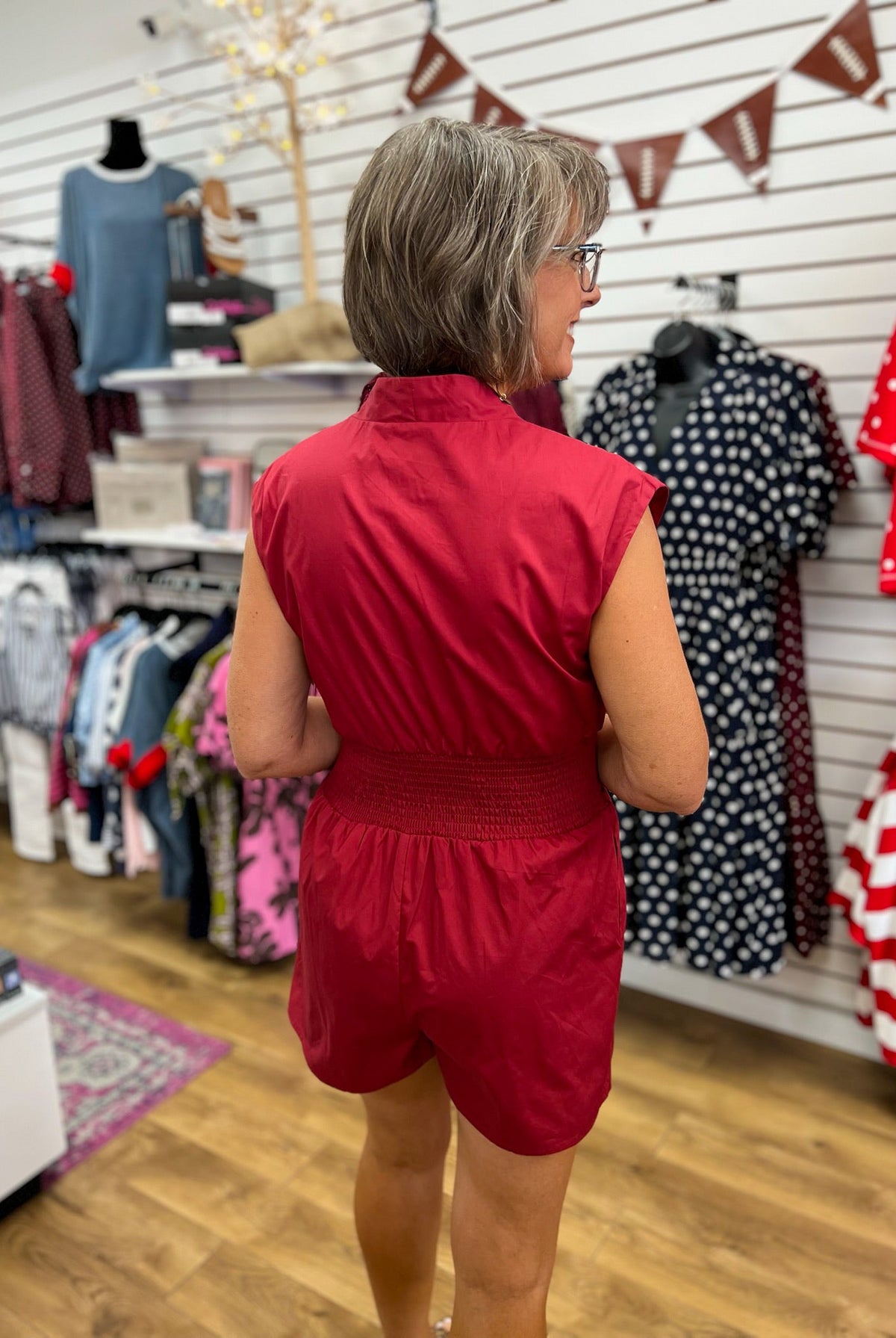 Garnet Cap Sleeve Zip Front Romper with Smocked Waist - A'Bekah's Boutique