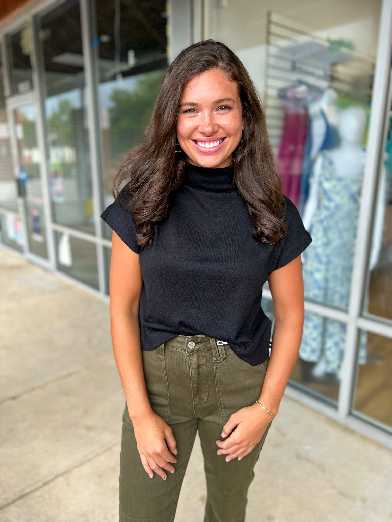 Get The Notion Black Short Sleeve Mock Neck Top - A'Bekah's Boutique