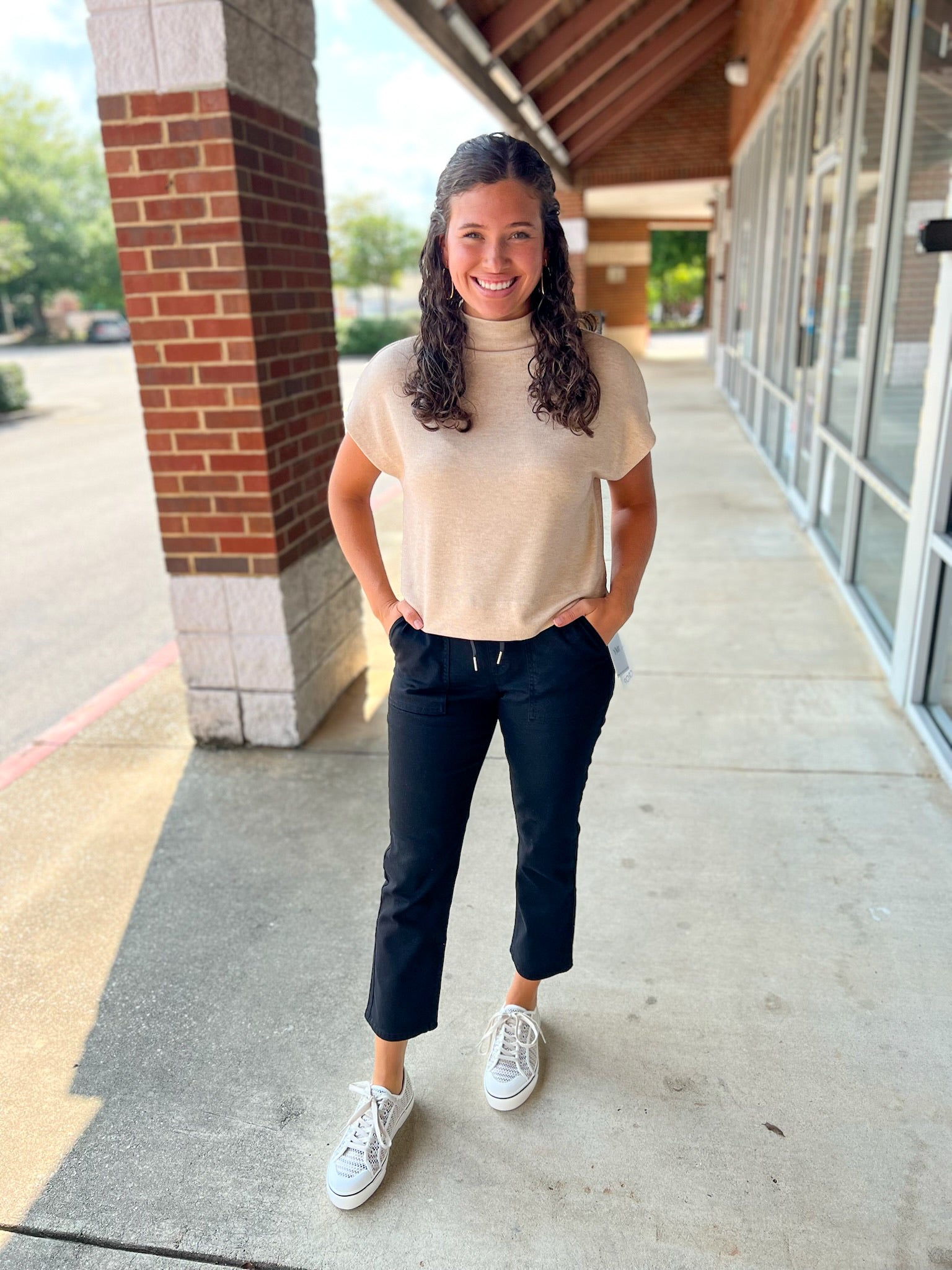 Get The Notion Oatmeal Short Sleeve Mock Neck Top - A'Bekah's Boutique