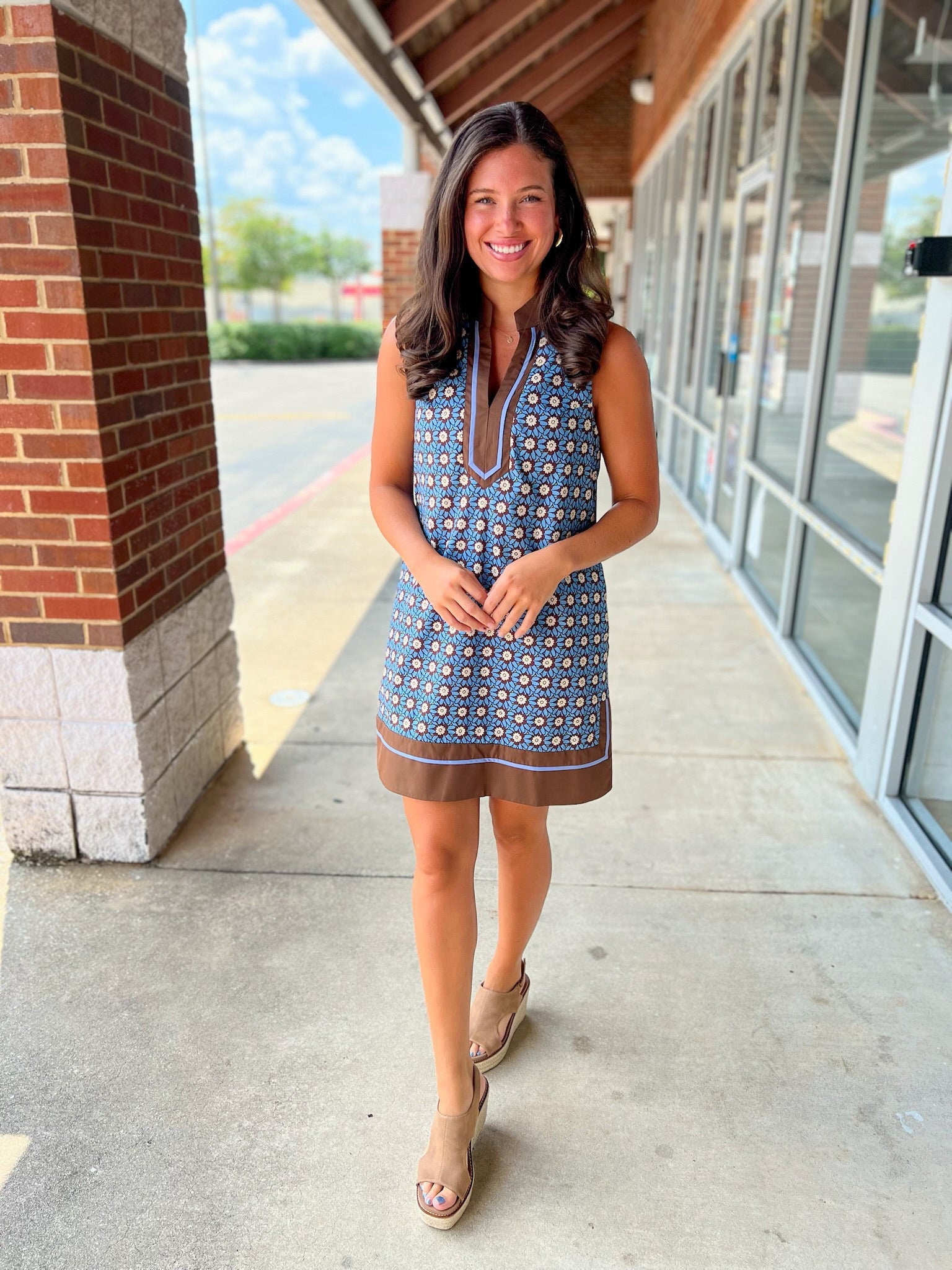 Getting Closer Chambray Floral Sleeveless Dress - A'Bekah's Boutique