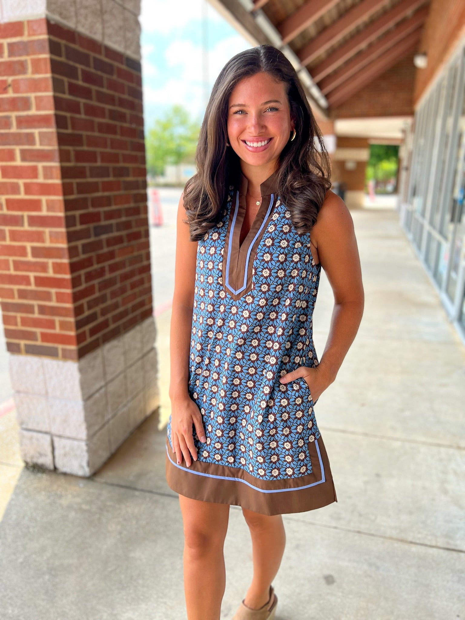 Getting Closer Chambray Floral Sleeveless Dress - A'Bekah's Boutique