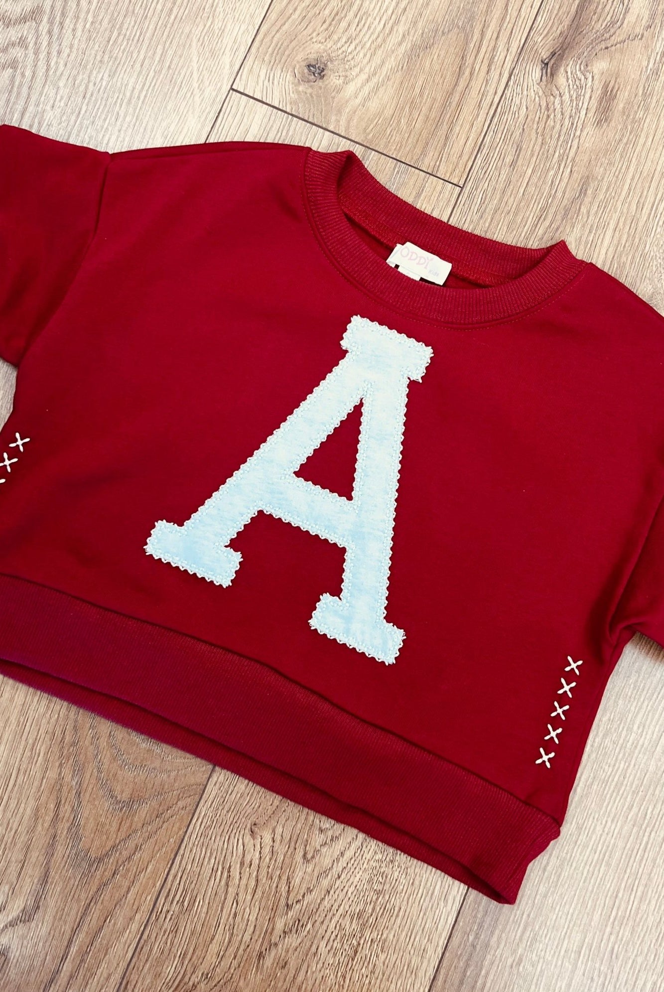 Girls Crimson Vintage Letter Short Sleeve Alabama Top - A'Bekah's Boutique