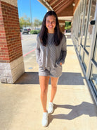 Grey Long Sleeve Ribbed Short Set - A'Bekah's Boutique