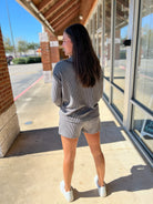 Grey Long Sleeve Ribbed Short Set - A'Bekah's Boutique