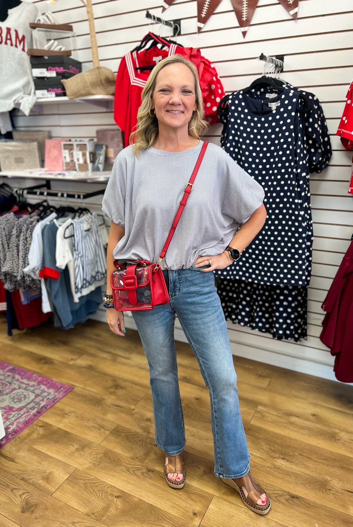 Grey Mini Checkered Bubble Hem Top - A'Bekah's Boutique