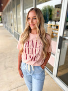 Hallelujah Anyway Heather Peach Short Sleeve T-Shirt with Maroon Graphic - A'Bekah's Boutique