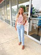 Hallelujah Anyway Heather Peach Short Sleeve T-Shirt with Maroon Graphic - A'Bekah's Boutique
