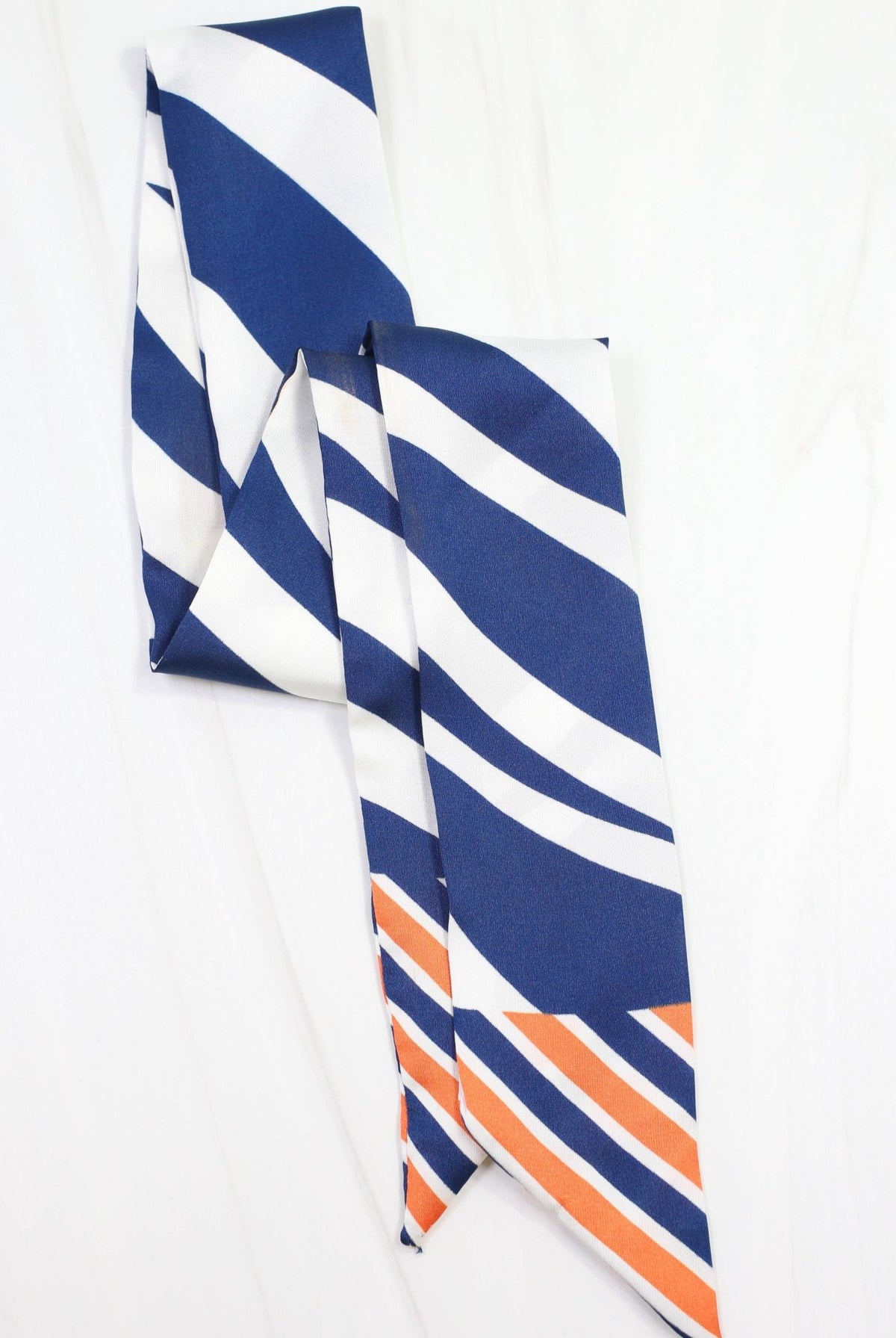 Harper Striped Skinny Scarf Navy Orange - A'Bekah's Boutique