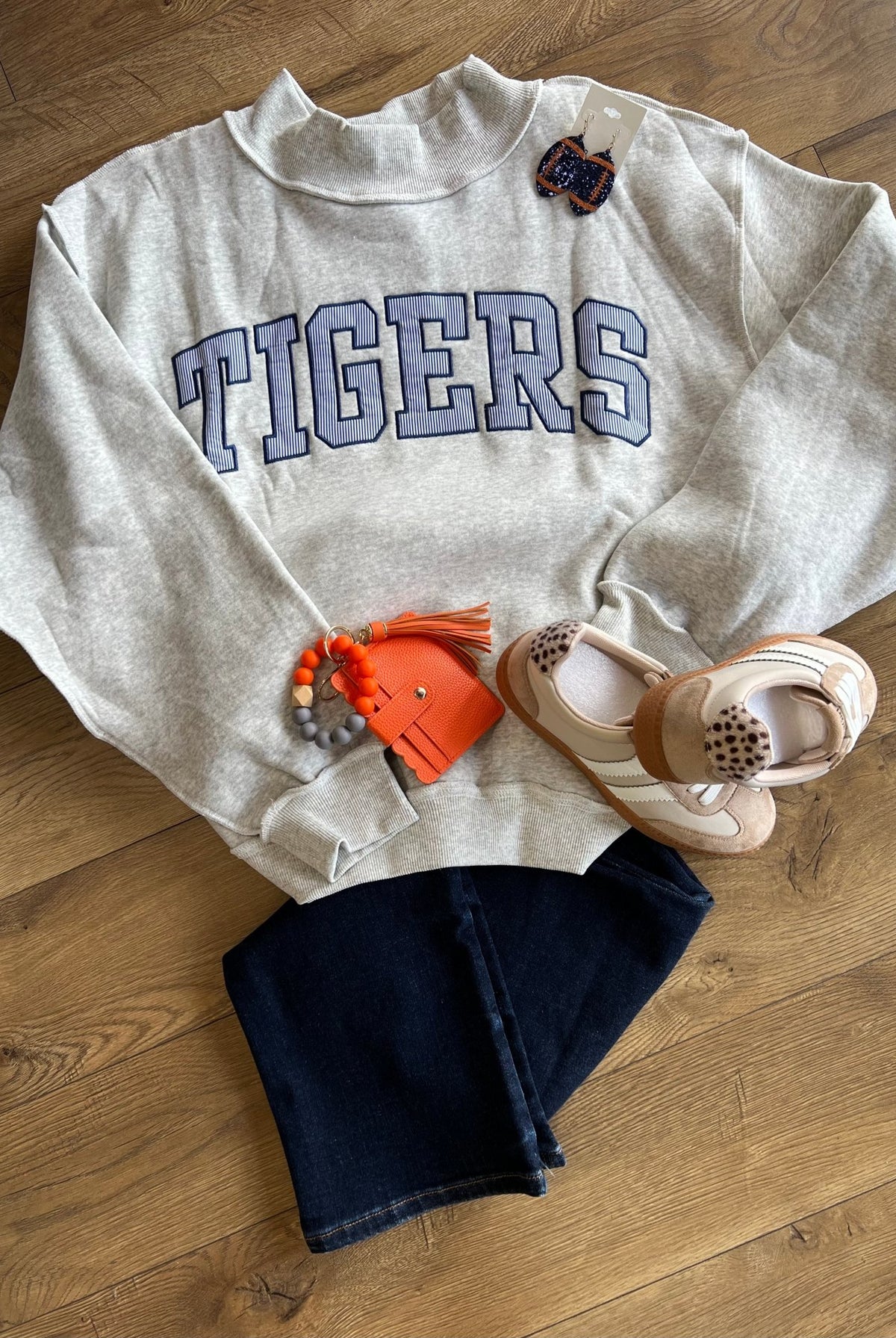 Heather Grey Auburn University Mock Neck Sweatshirt - A'Bekah's Boutique