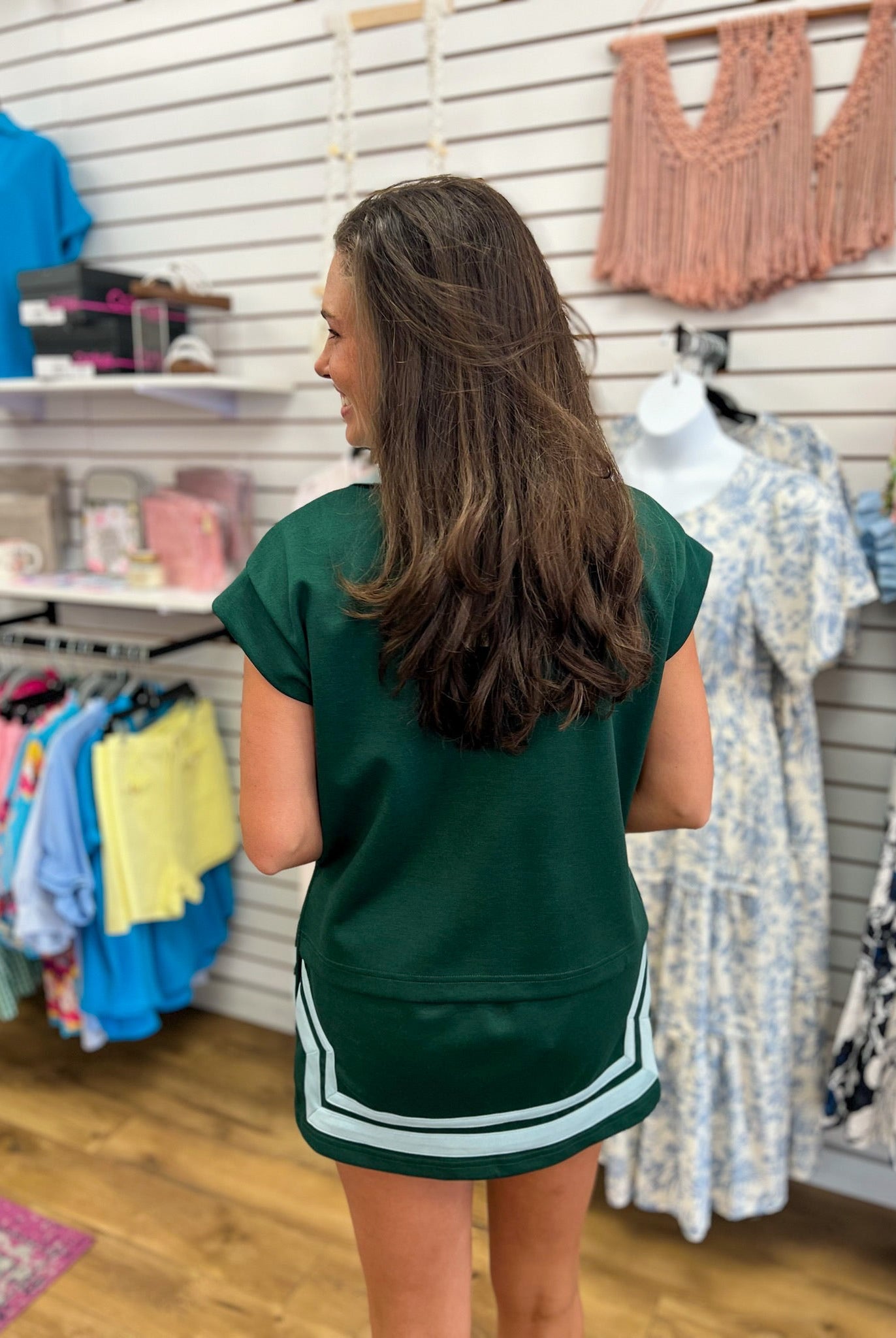 Hunter Green Contrast Trim Skort Set - A'Bekah's Boutique