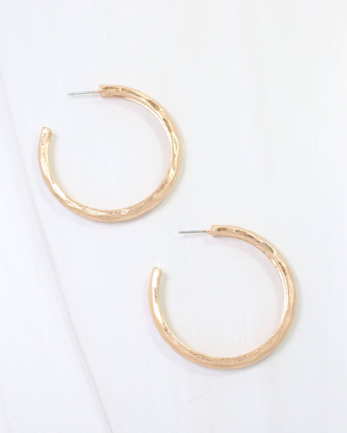 Hyde Park Hammered Hoop Earring Worn Gold - A'Bekah's Boutique