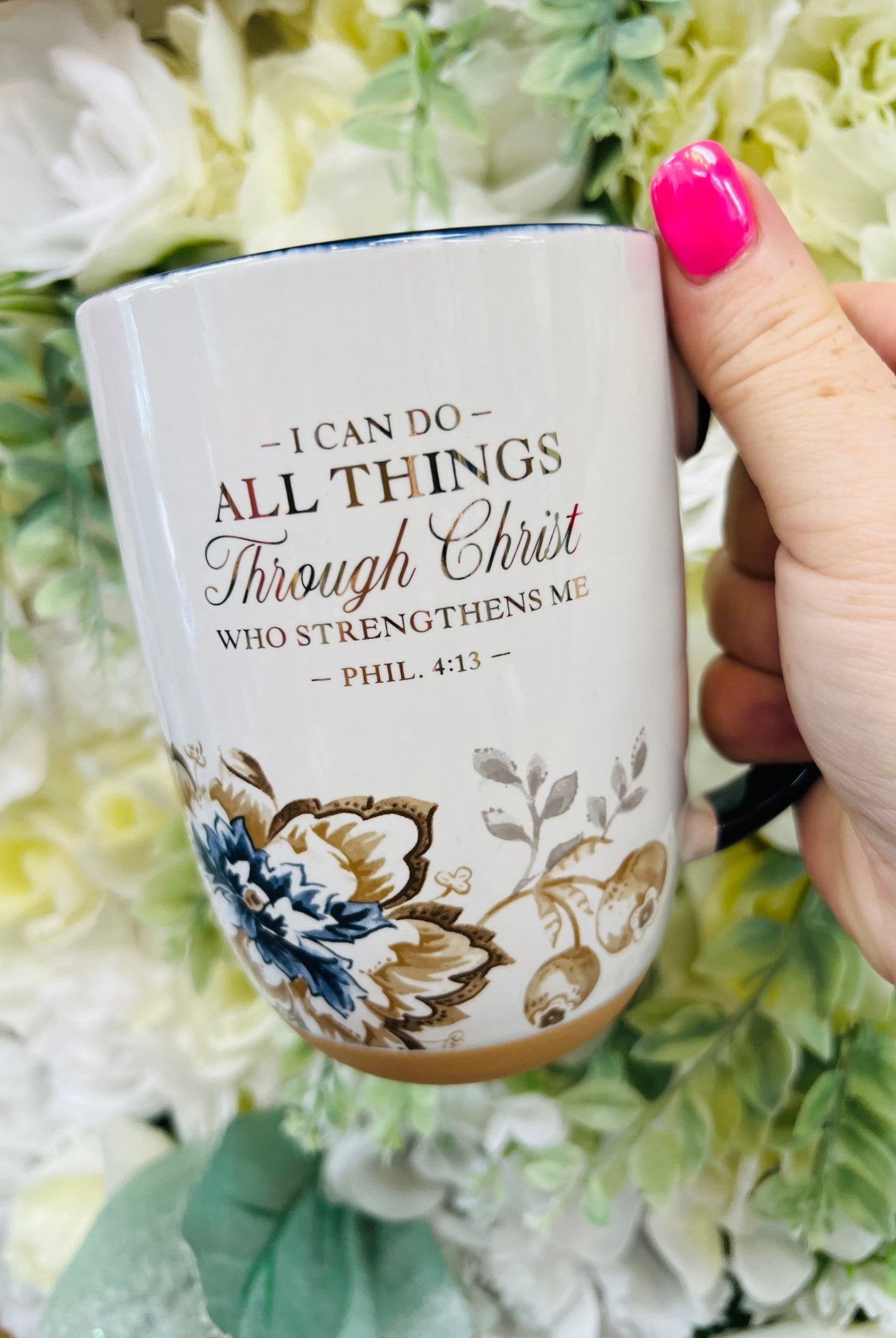 I Can Do All Things Phil. 4:13 Brown and Blue Ceramic Mug - A'Bekah's Boutique