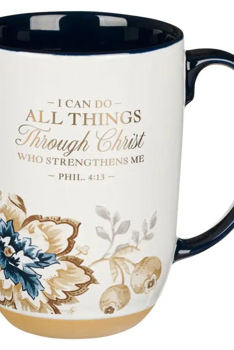 I Can Do All Things Phil. 4:13 Brown and Blue Ceramic Mug - A'Bekah's Boutique