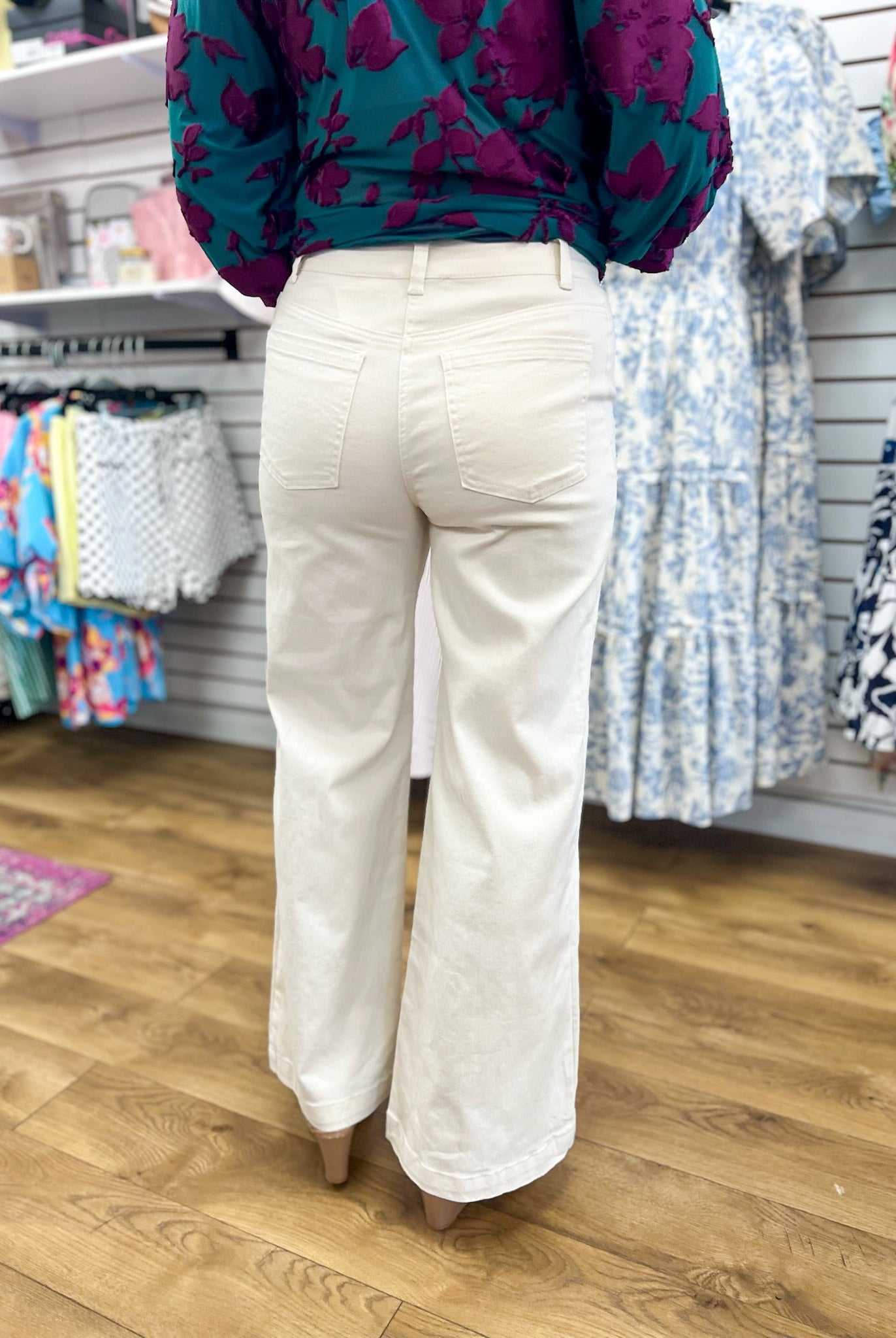 Ivory Twill Wide Leg Pants - A'Bekah's Boutique