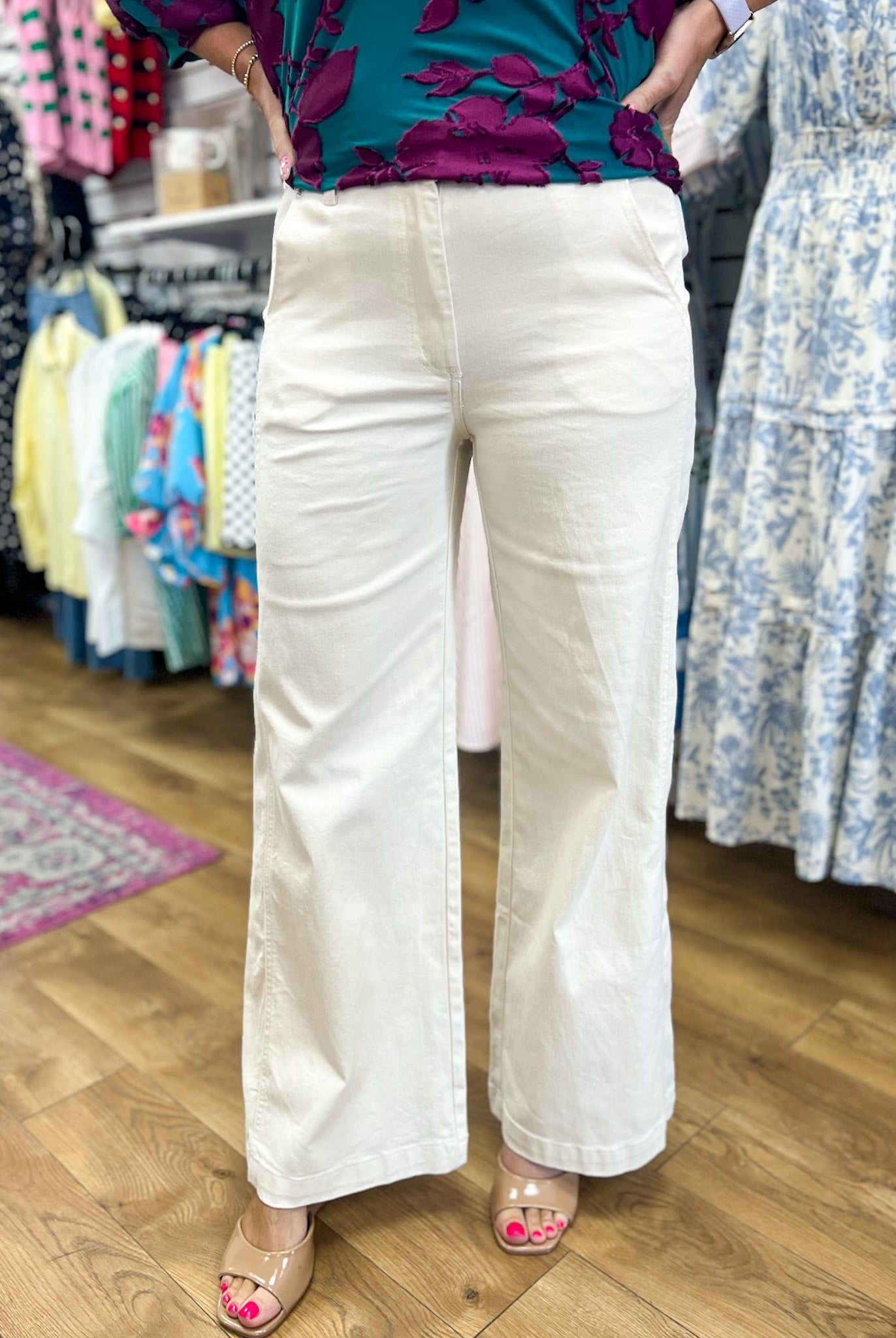 Ivory Twill Wide Leg Pants - A'Bekah's Boutique