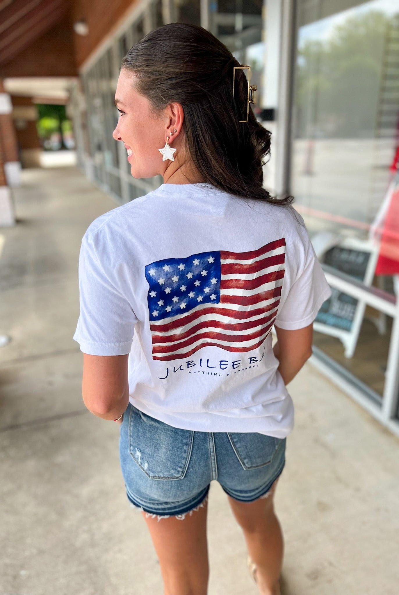 Jubilee Bay White American Flag T-Shirt - A'Bekah's Boutique