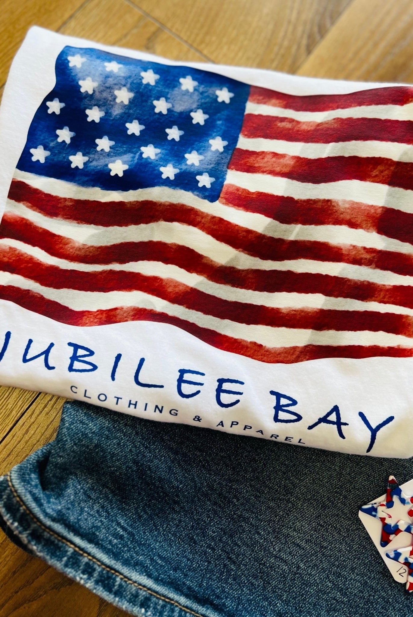 Jubilee Bay Youth White American Flag T-Shirt - A'Bekah's Boutique
