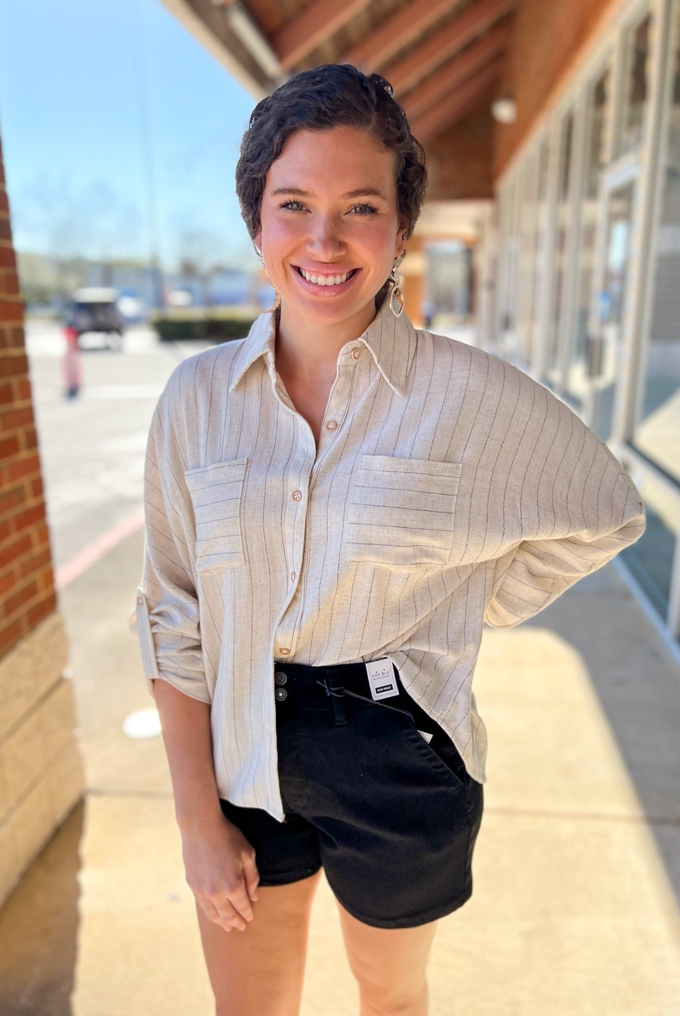 Judy Blue Black High Waisted Trouser Shorts 4.5" Inseam (C) - A'Bekah's Boutique