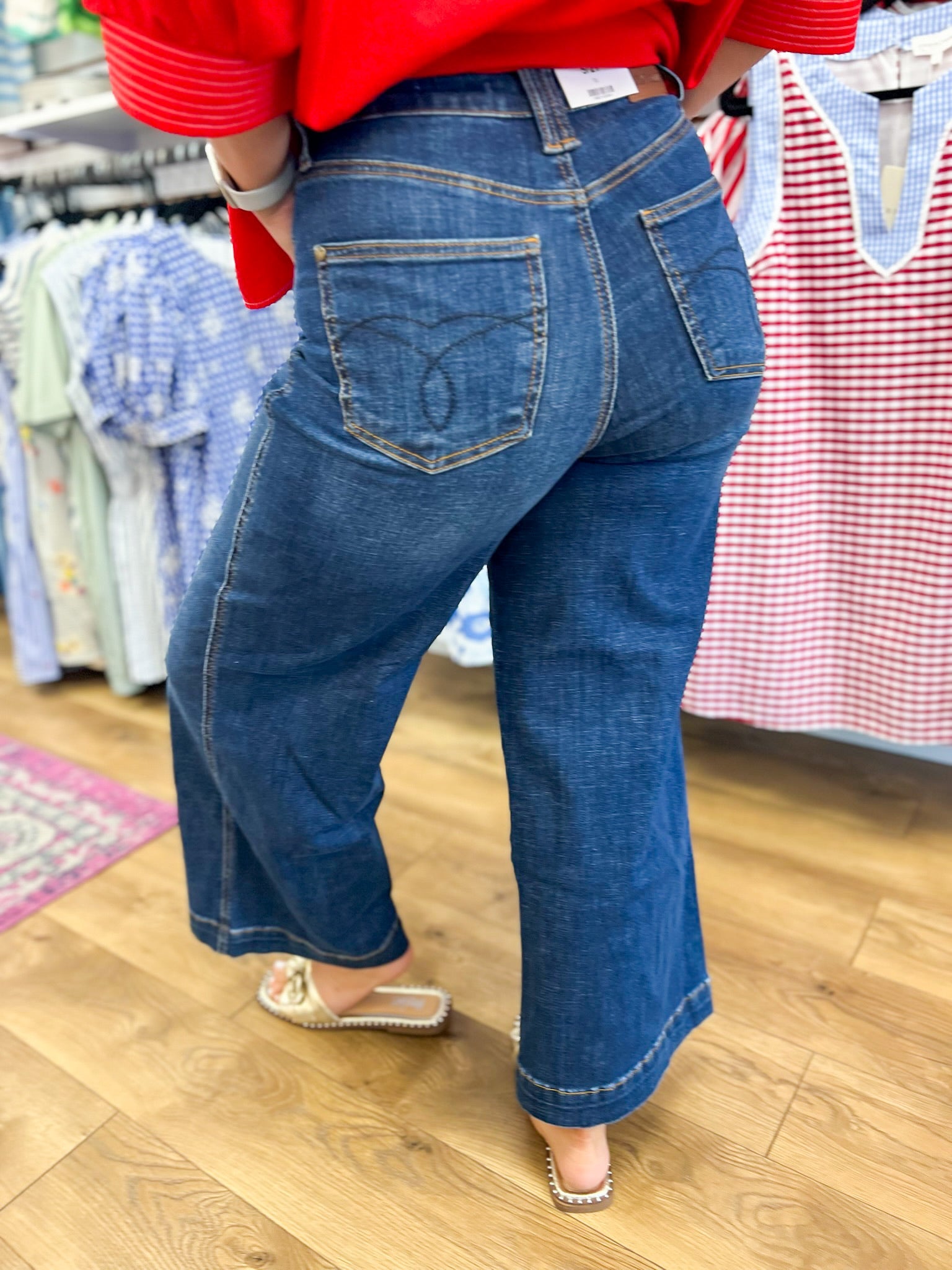 Judy Blue Claudia High Waisted Wide Leg Ankle Jeans - A'Bekah's Boutique