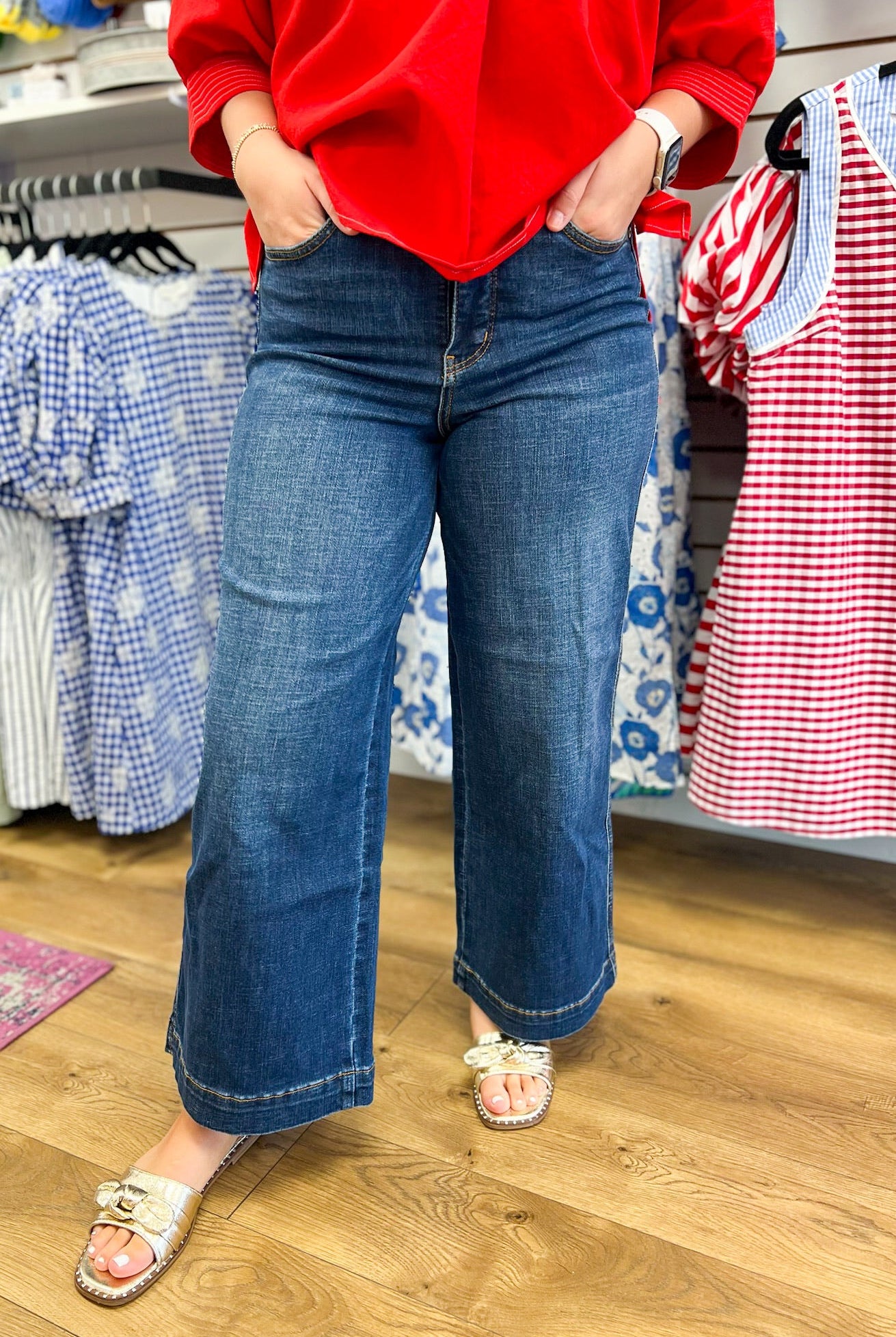 Judy Blue Claudia High Waisted Wide Leg Ankle Jeans - A'Bekah's Boutique