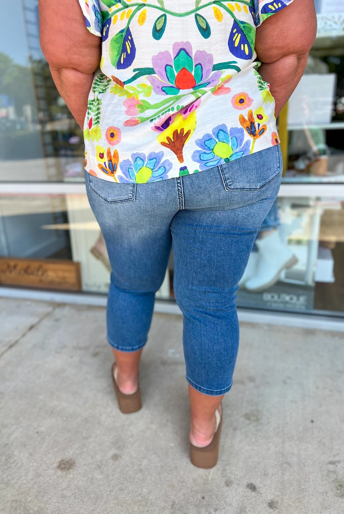 Judy Blue Cool Denim High Waist Pull On Cropped Jeans (C) - A'Bekah's Boutique