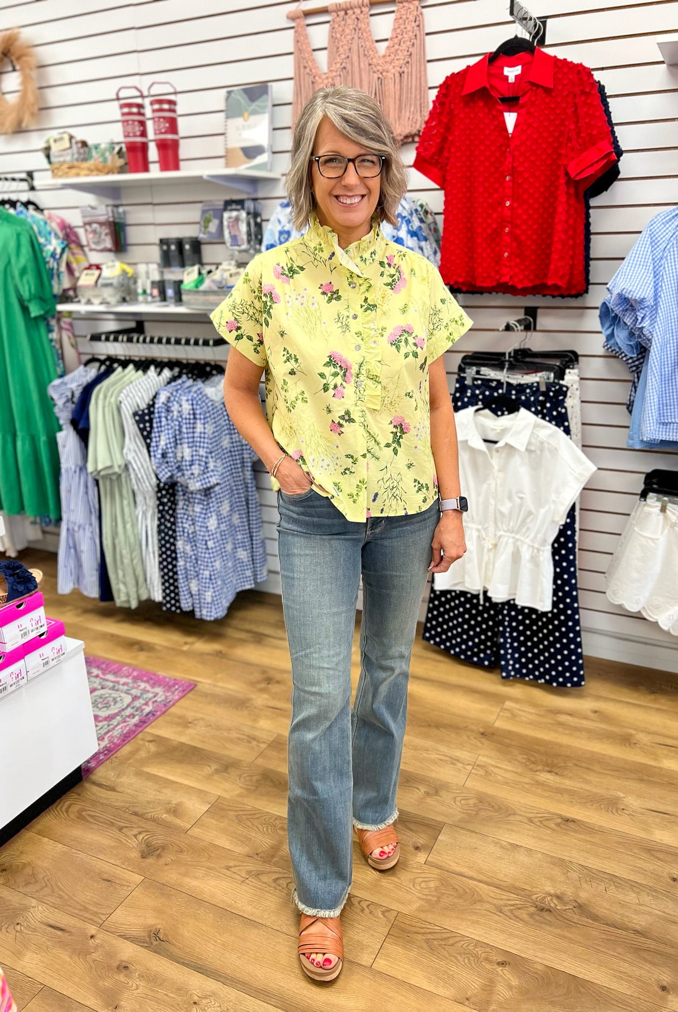 Judy Blue Daisy Bootcut Jeans with Frayed Hem 32" Inseam - A'Bekah's Boutique