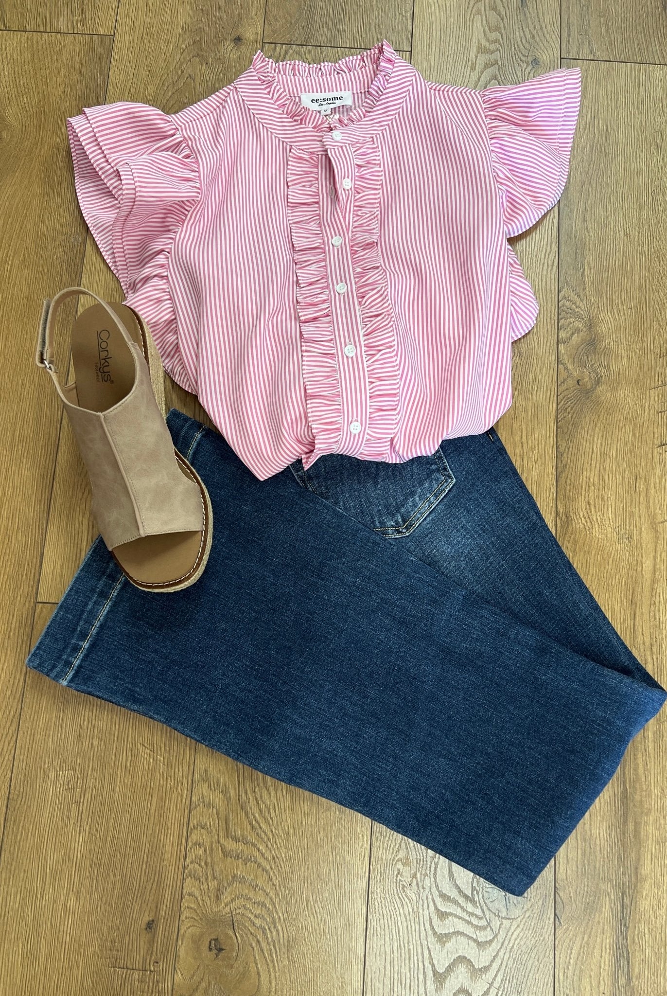 Judy Blue Dark High Waisted Petite Trouser Flare Jeans 30" Inseam (R) - A'Bekah's Boutique