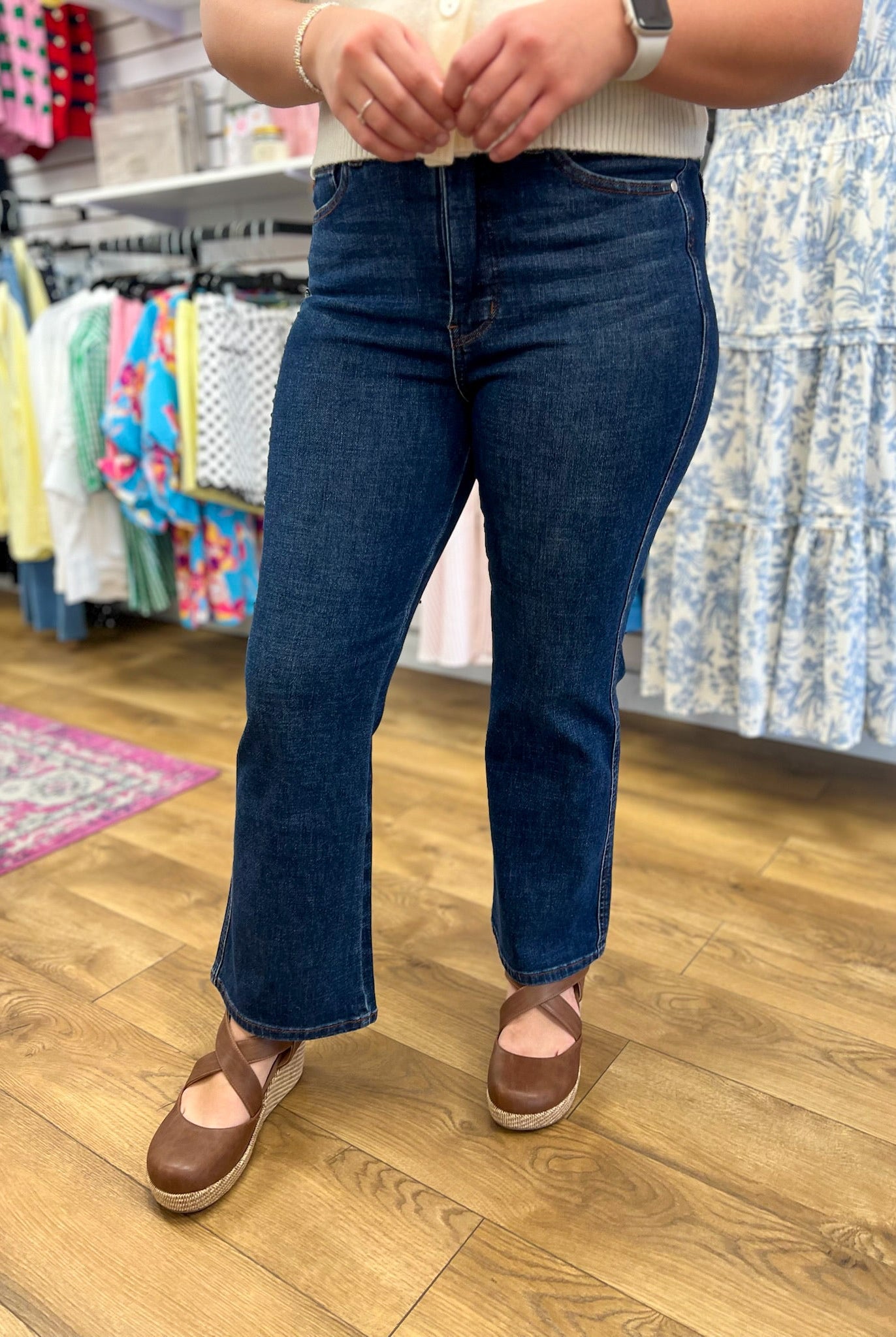Judy Blue Dark Rustic Indigo Amy Kick Flare Jeans 26.5" Inseam - A'Bekah's Boutique