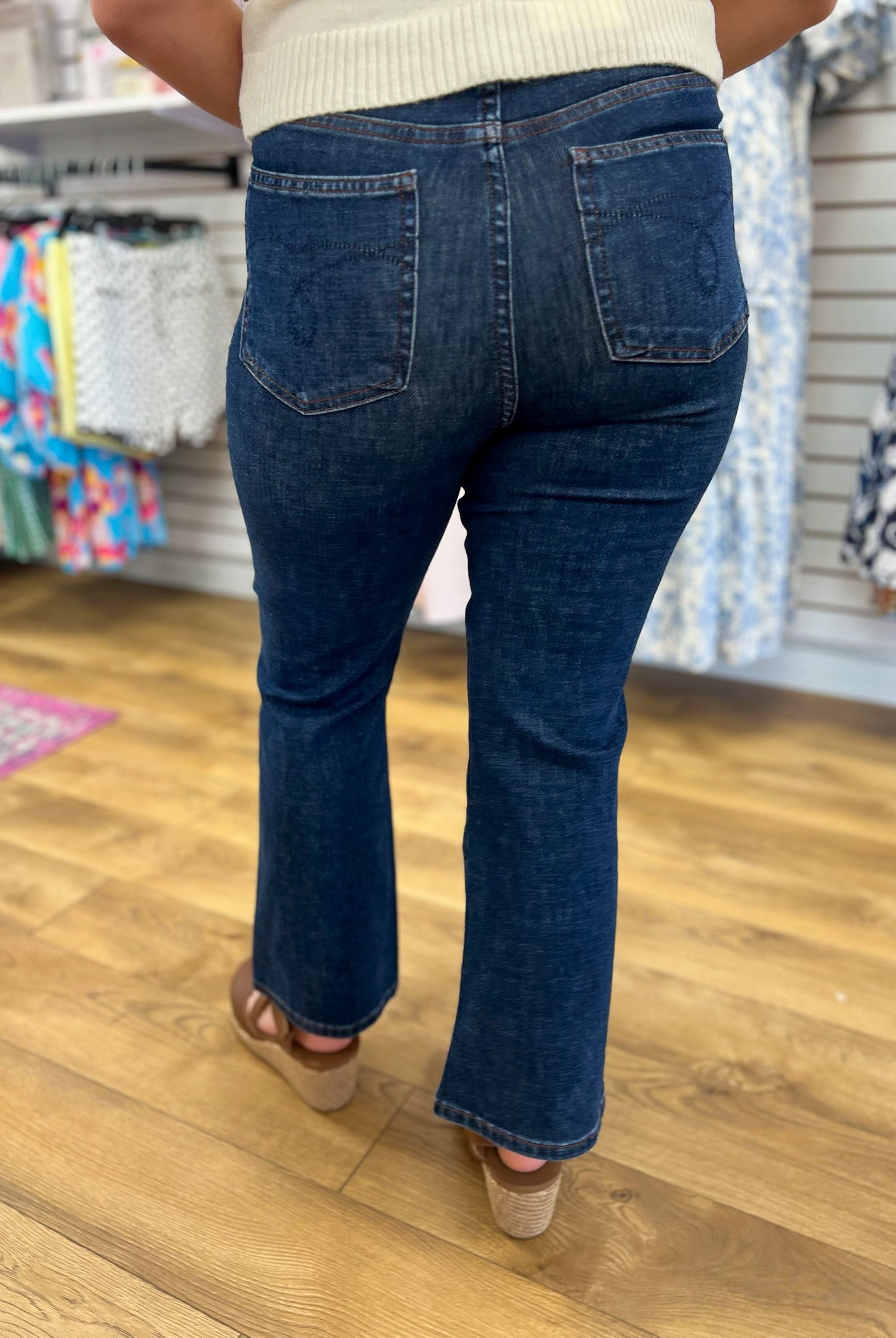 Judy Blue Dark Rustic Indigo Amy Kick Flare Jeans 26.5" Inseam - A'Bekah's Boutique