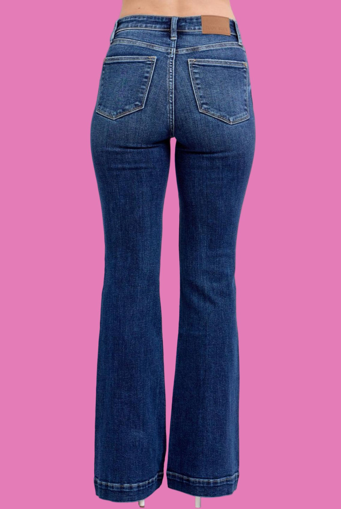 Judy Blue Dark Wash High Waisted Trouser Flare Jeans 33.5" Inseam - A'Bekah's Boutique