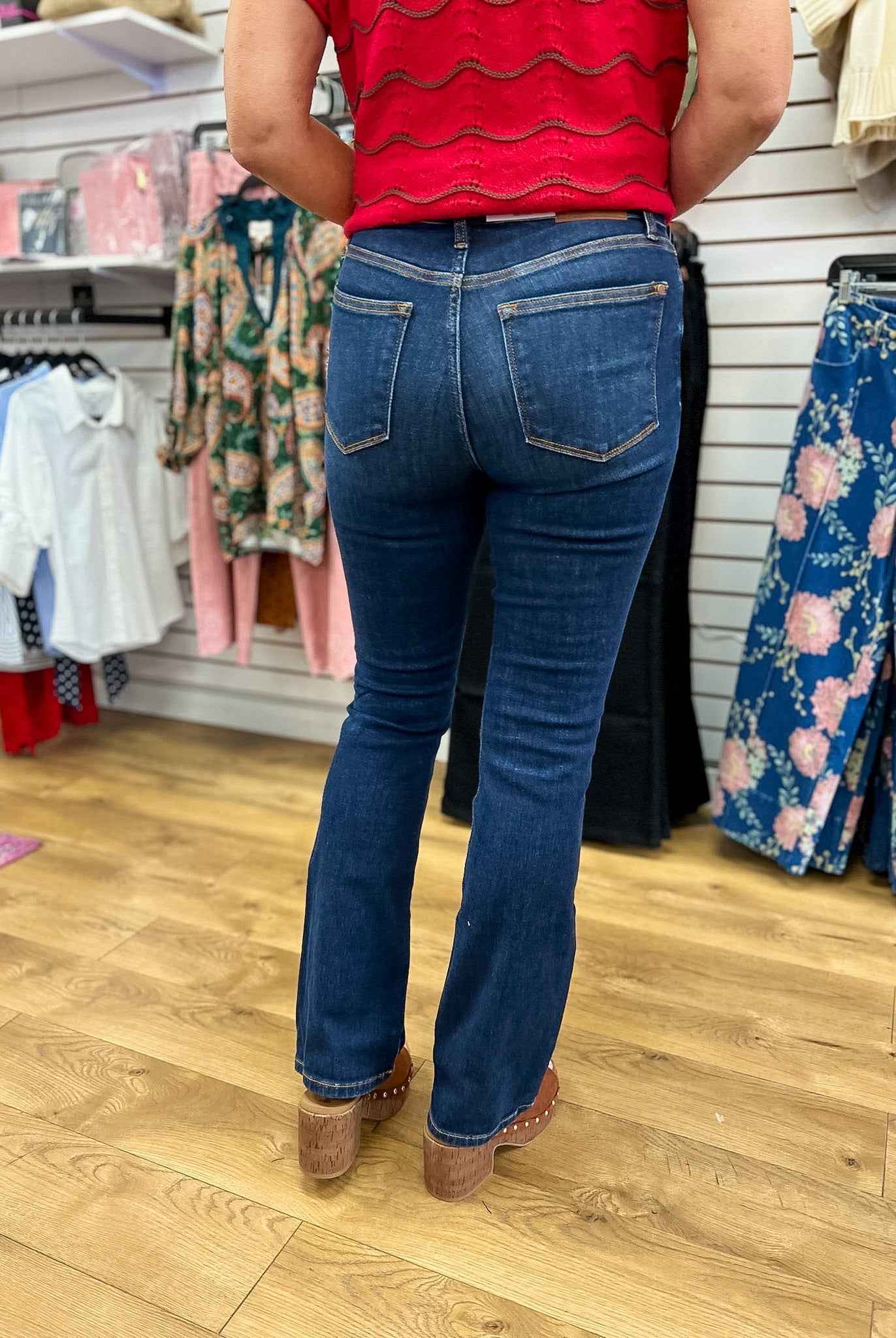 Judy Blue Dark Wash Mid Rise Bootcut Jeans 32" Inseam - A'Bekah's Boutique