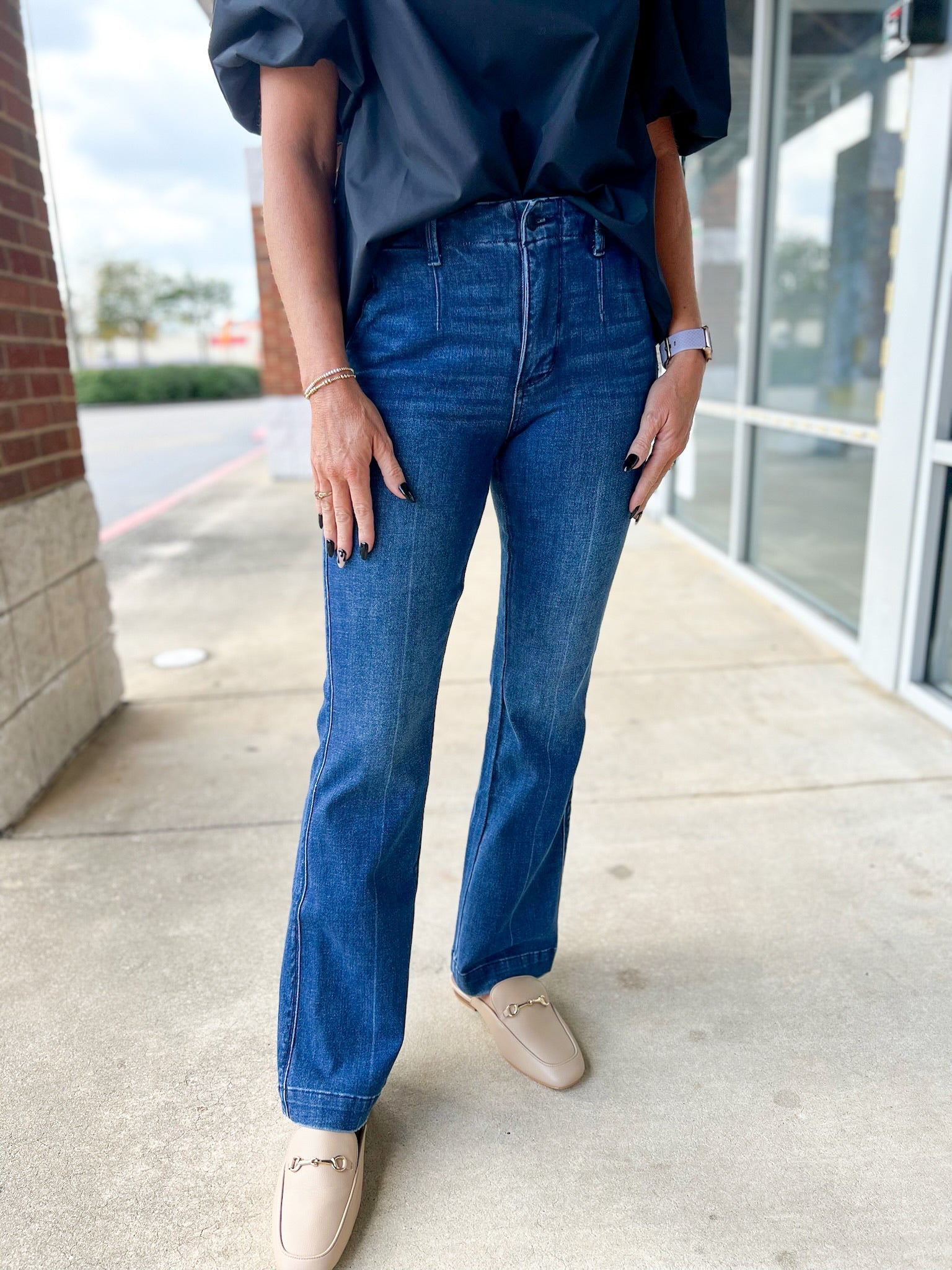 Judy Blue Dark Wash Mid Rise Bootcut Trouser Jeans 32" Inseam - A'Bekah's Boutique